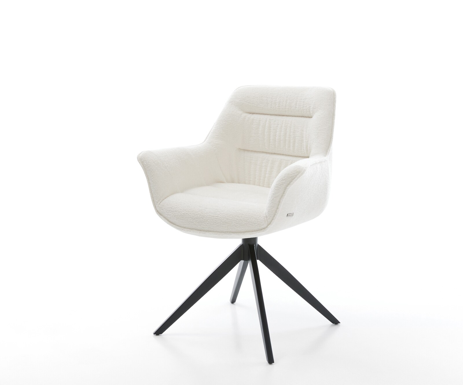 Chaise-pivotante Kaira-Flex bouclé doux beige pied croisé large noir pivotement sur 360° fonction bascule