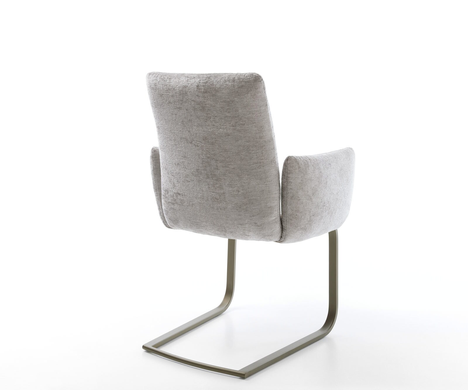 Cantilever Jova-Flex avec accoudoirs chenille gris argenté pied cantilever plat aspect titane ressorts ensachés 4
