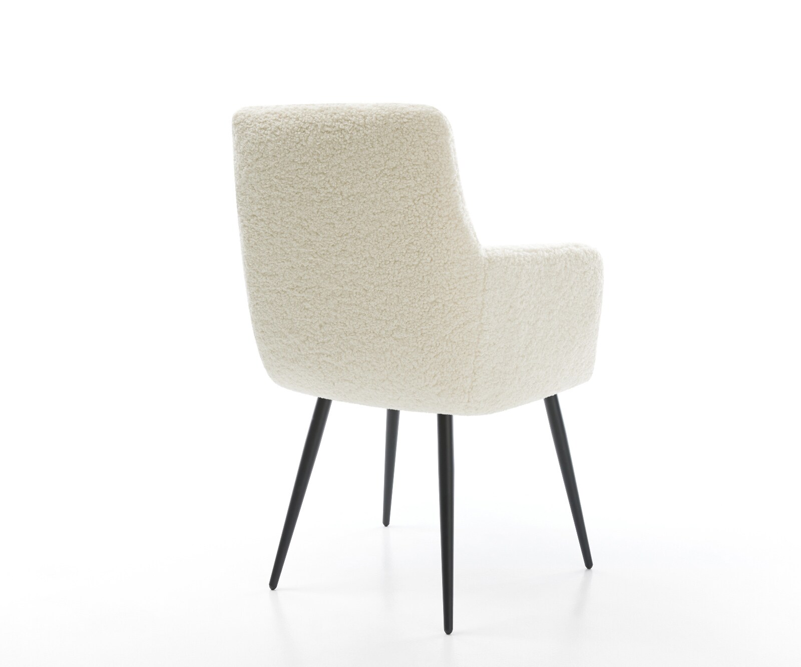 Chaise-de-salle-à-manger Heira-Flex avec accoudoirs tissu teddy beige 4 pieds coniques noir resorts ensachés 5