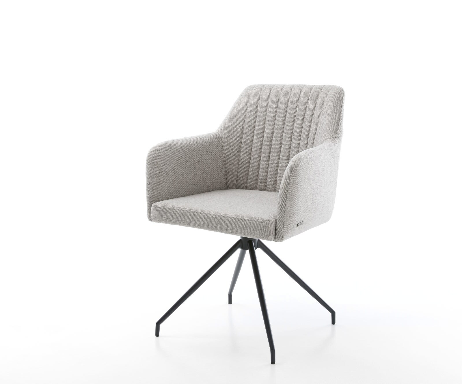 Chaise-de-salle-à-manger Greg-Flex rayures gris clair pied croisé conique noir ressorts ensachés