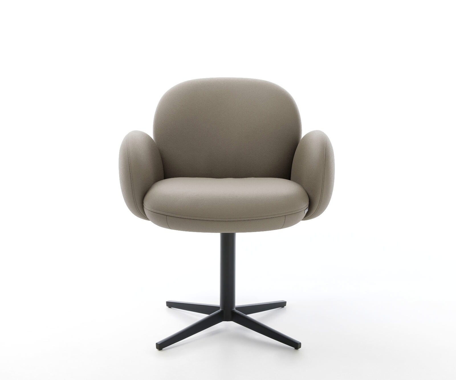 Chaise-pivotante Nube-Flex avec accoudoirs cuir de vache couleur boue pied de chaise 4 branches noir pivotement sur 360° ressorts ensachés 1 Chaise-pivotante Nube-Flex avec accoudoirs cuir de vache couleur boue pied de chaise 4 branches noir pivotement sur 360° ressorts ensachés 1