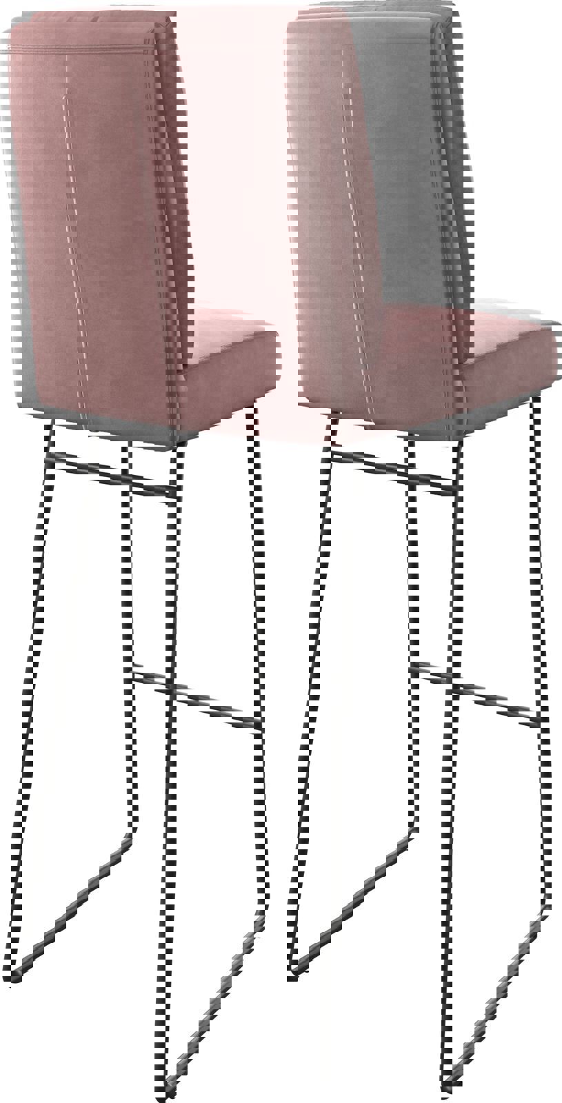 Chaise-de-bar Pela-Flex velours rosé cadre de patins métal 4