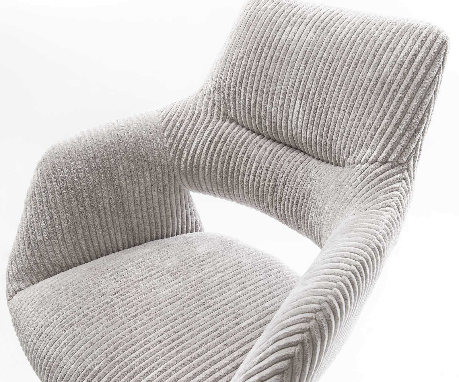 Chaise-de-bar Yago-Flex velours côtelé gris argenté Piètement traîneau métal noir Ressorts ensachés 3 Chaise-de-bar Yago-Flex velours côtelé gris argenté Piètement traîneau métal noir Ressorts ensachés 3