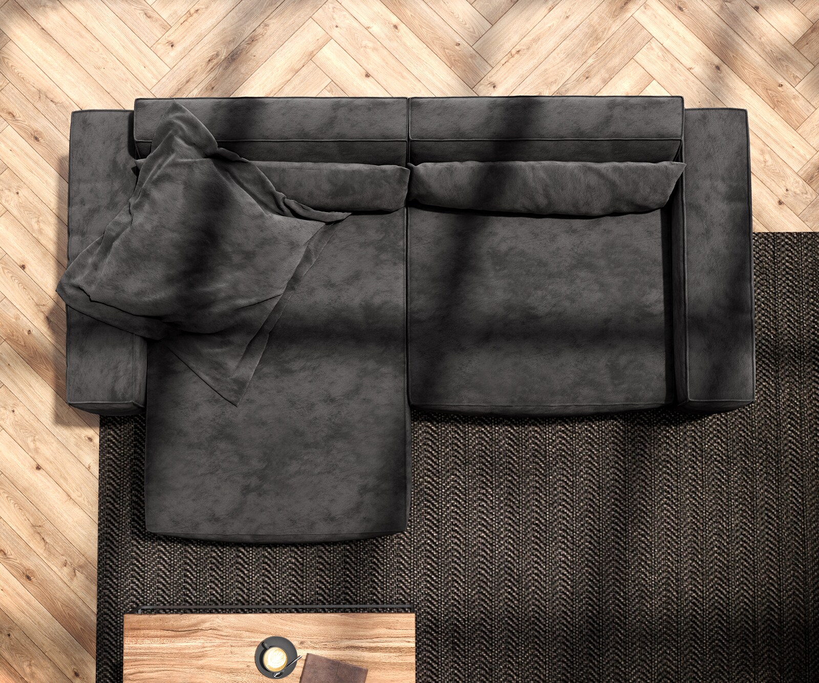 Canapé d'angle Sirpio 230x155 cm Microfibre Noir Recamiere variable 5