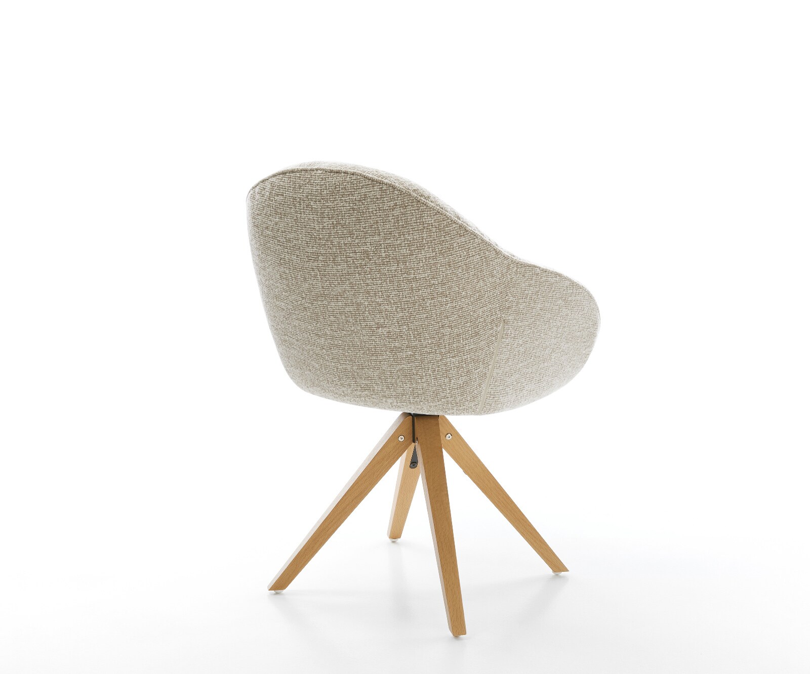 Chaise-pivotante Gaio-Flex tissu tissé doux beige pied en bois angulaire naturel pivotement sur 180° 4