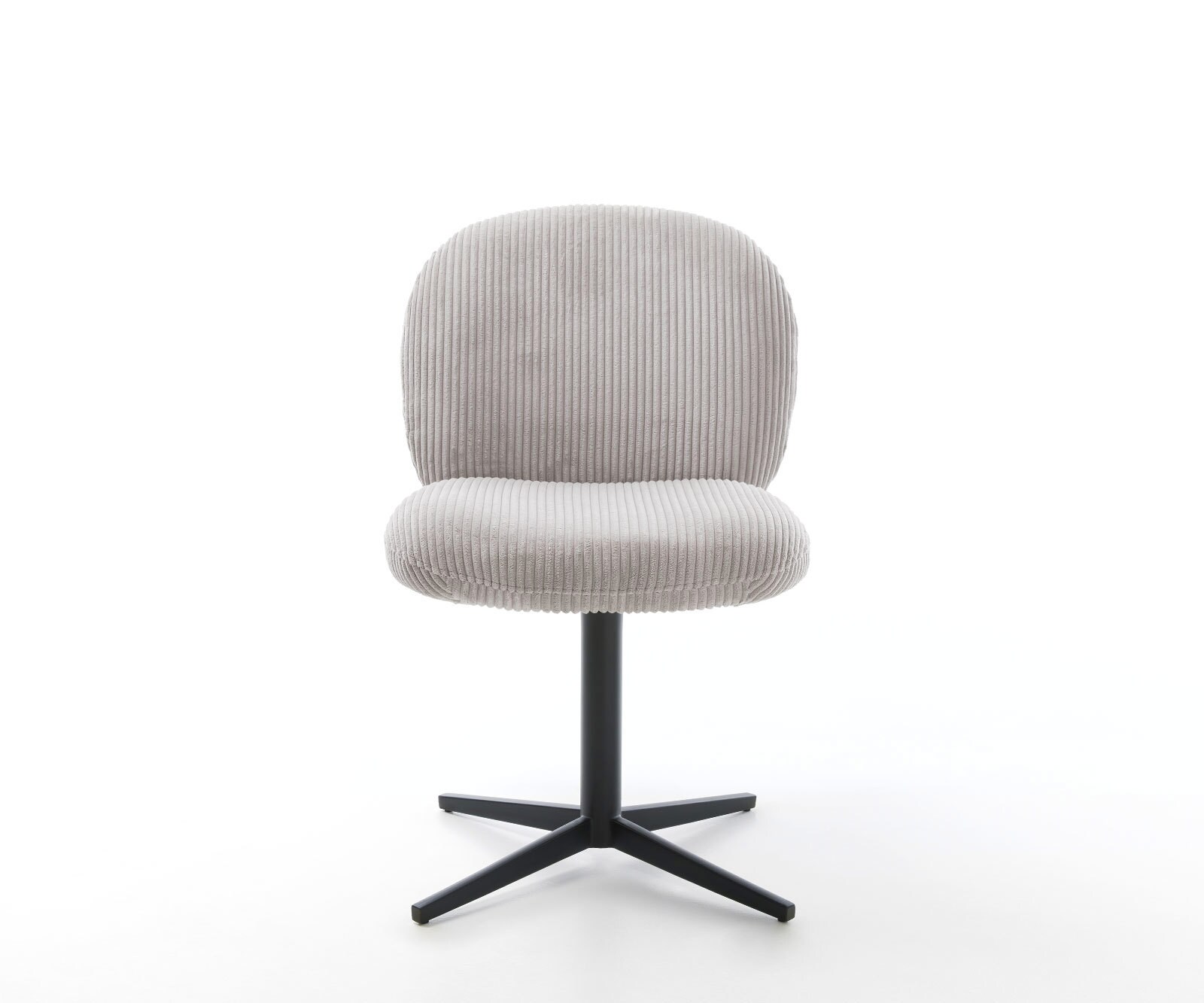 Chaise-pivotante Nube-Flex côtelé gris argenté pied de chaise 4 branches noir pivotement sur 360° ressorts ensachés 1