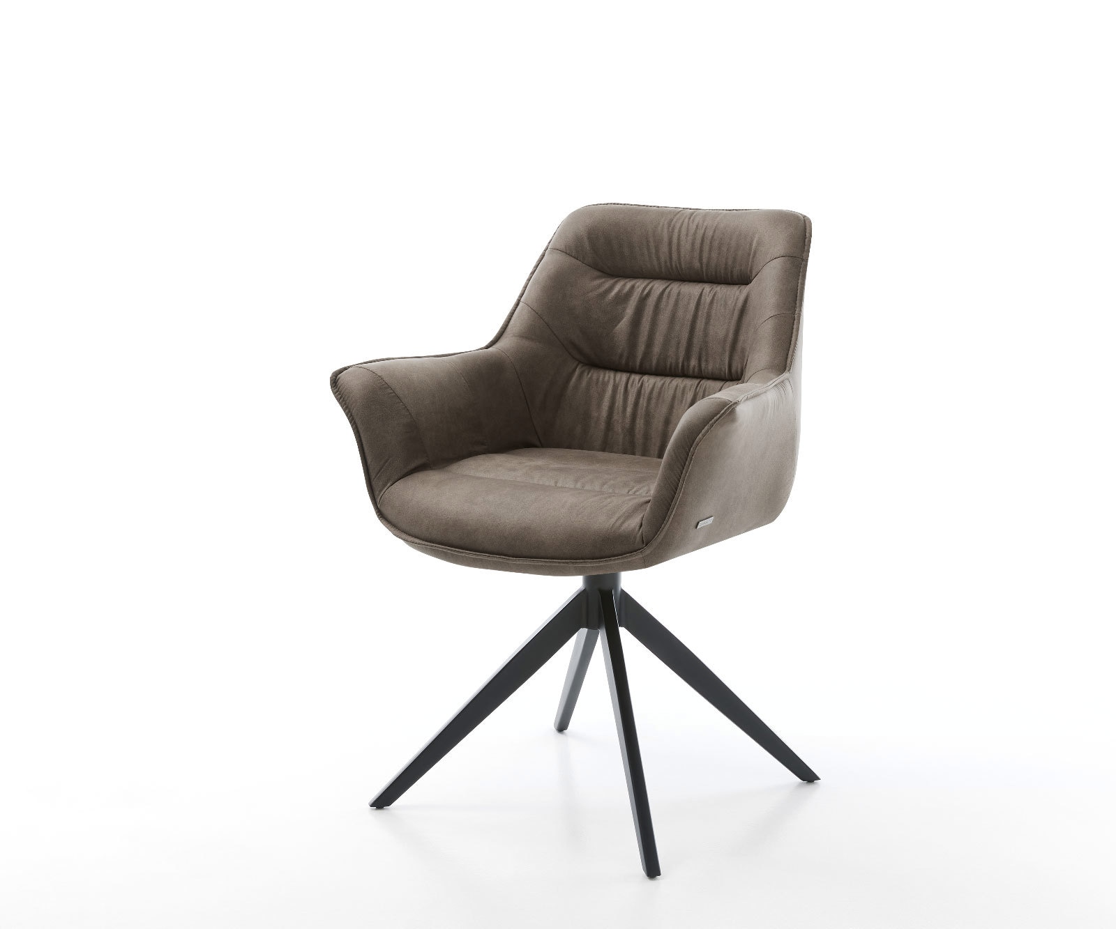 Chaise-de-salle-à-manger Kaira-Flex microvelours taupe vintage pied croisé large noir 1