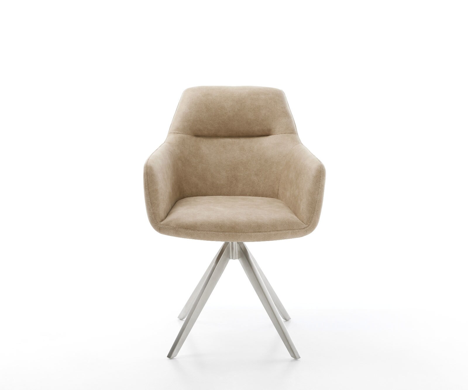 Chaise-de-salle-à-manger Pejo-Flex microvelours beige vintage pied croisé angulaire acier inoxydable brossé ressorts ensachés 1 Chaise-de-salle-à-manger Pejo-Flex microvelours beige vintage pied croisé angulaire acier inoxydable brossé ressorts ensachés 1
