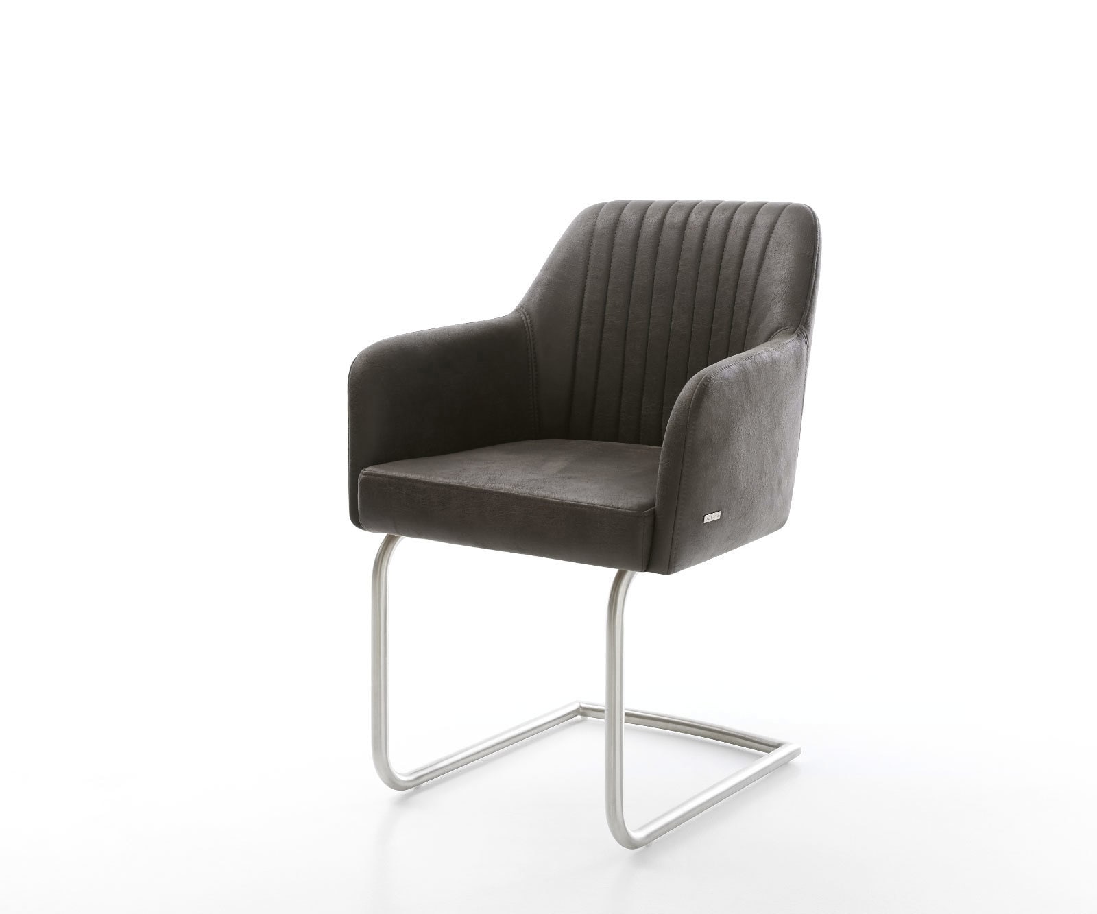 Cantilever Greg-Flex microvelours anthracite vintage pied cantilever rond acier inoxydable brossé ressorts ensachés Cantilever Greg-Flex microvelours anthracite vintage pied cantilever rond acier inoxydable brossé ressorts ensachés