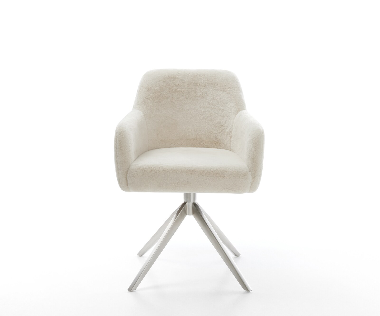 Chaise-pivotante Greg-Flex peluche crème-blanc pied croisé large acier inoxydable pivotement sur 360° fonction bascule resorts ensachés 2
