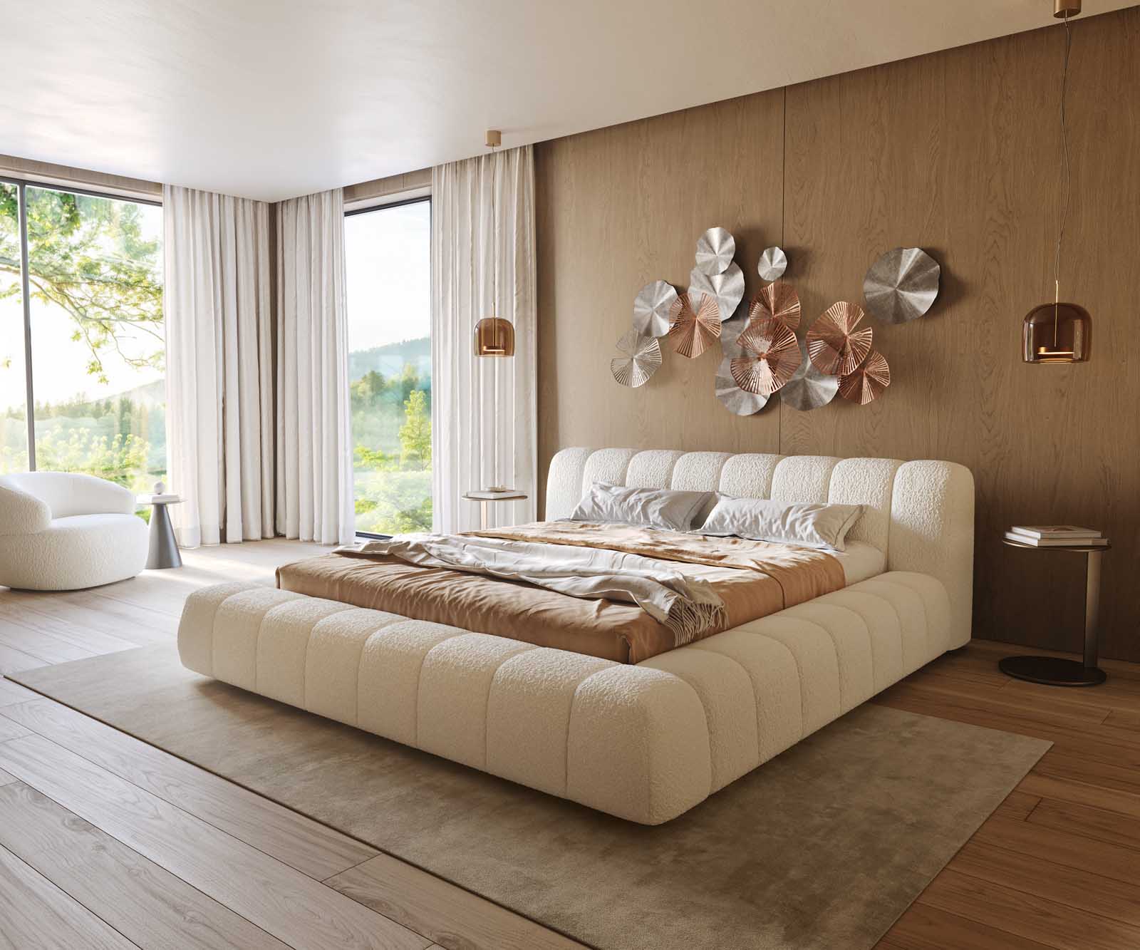 Sommier-rembourré Cutio 180x200 cm Bouclé Crème-Blanc