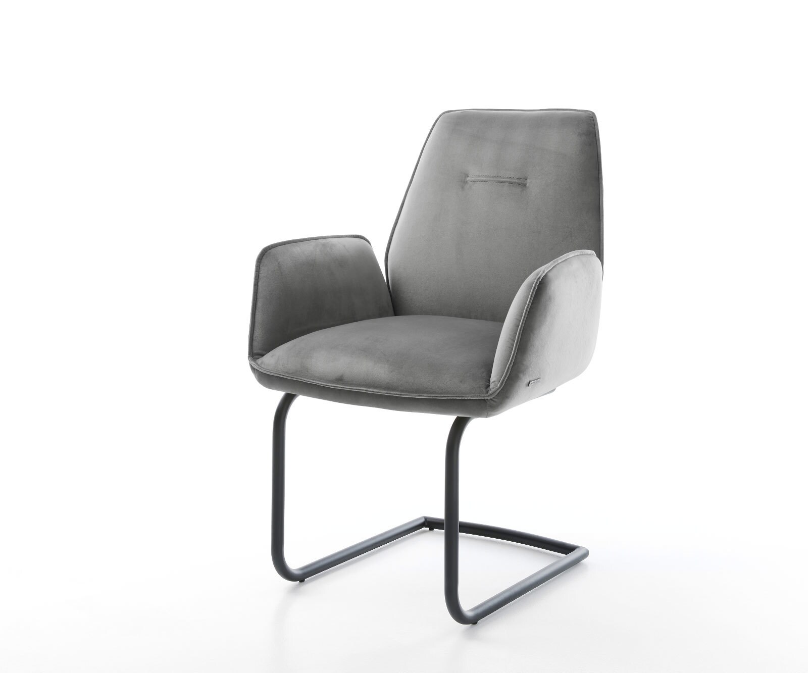 Cantilever Zoa-Flex velours gris pied cantilever rond noir ressorts ensachés