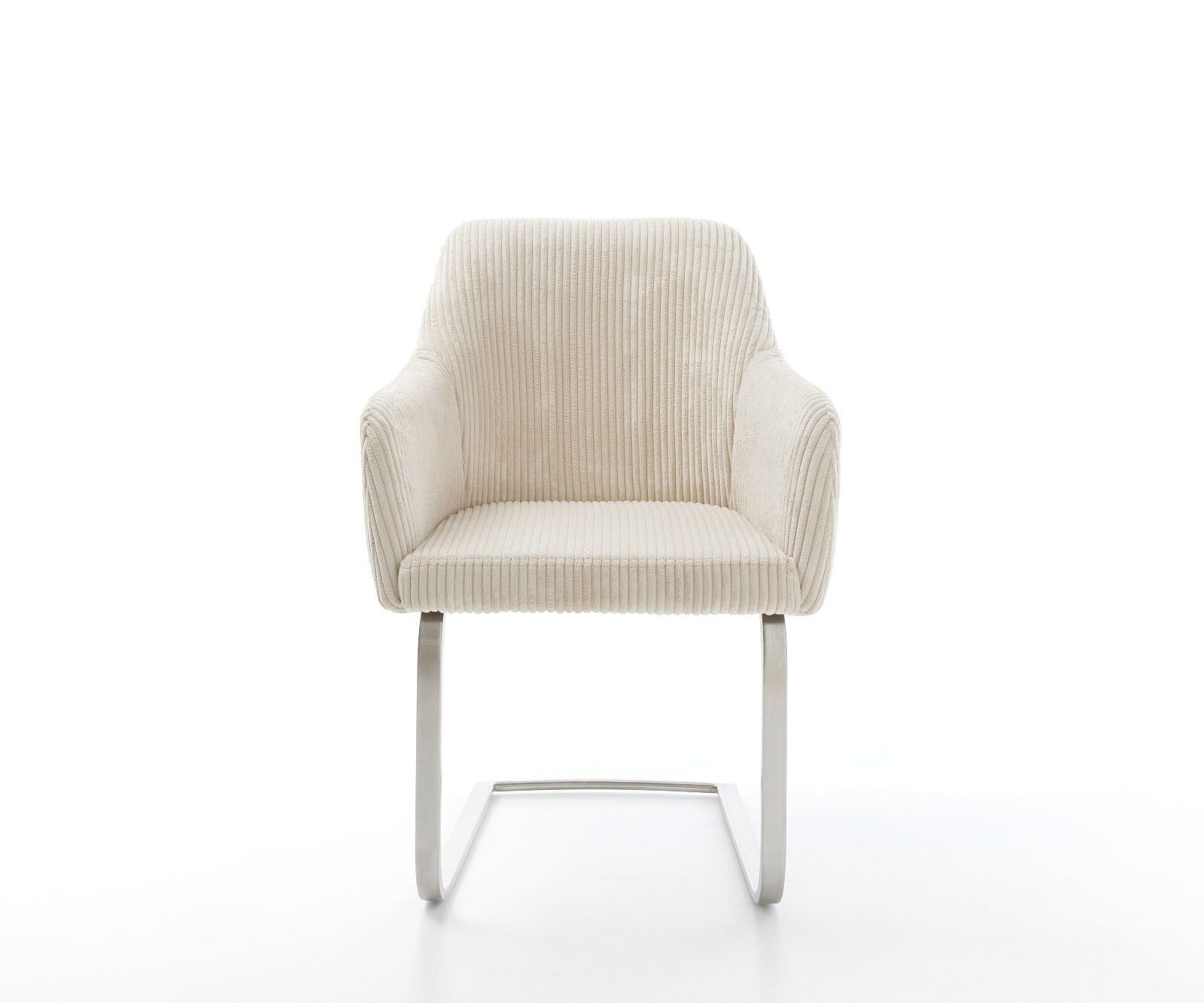 Cantilever Greg-Flex côtelé beige vintage pied cantilever plat acier inoxydable brossé ressorts ensachés 1