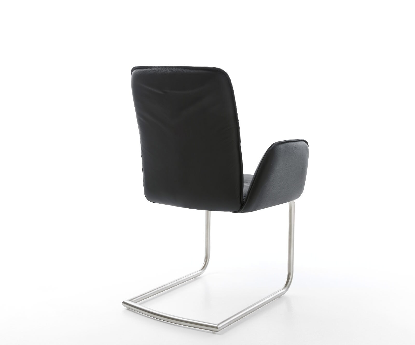 Cantilever Vinja-Flex cuir de vache noir pied cantilever rond acier inoxydable brossé 4 Cantilever Vinja-Flex cuir de vache noir pied cantilever rond acier inoxydable brossé 4