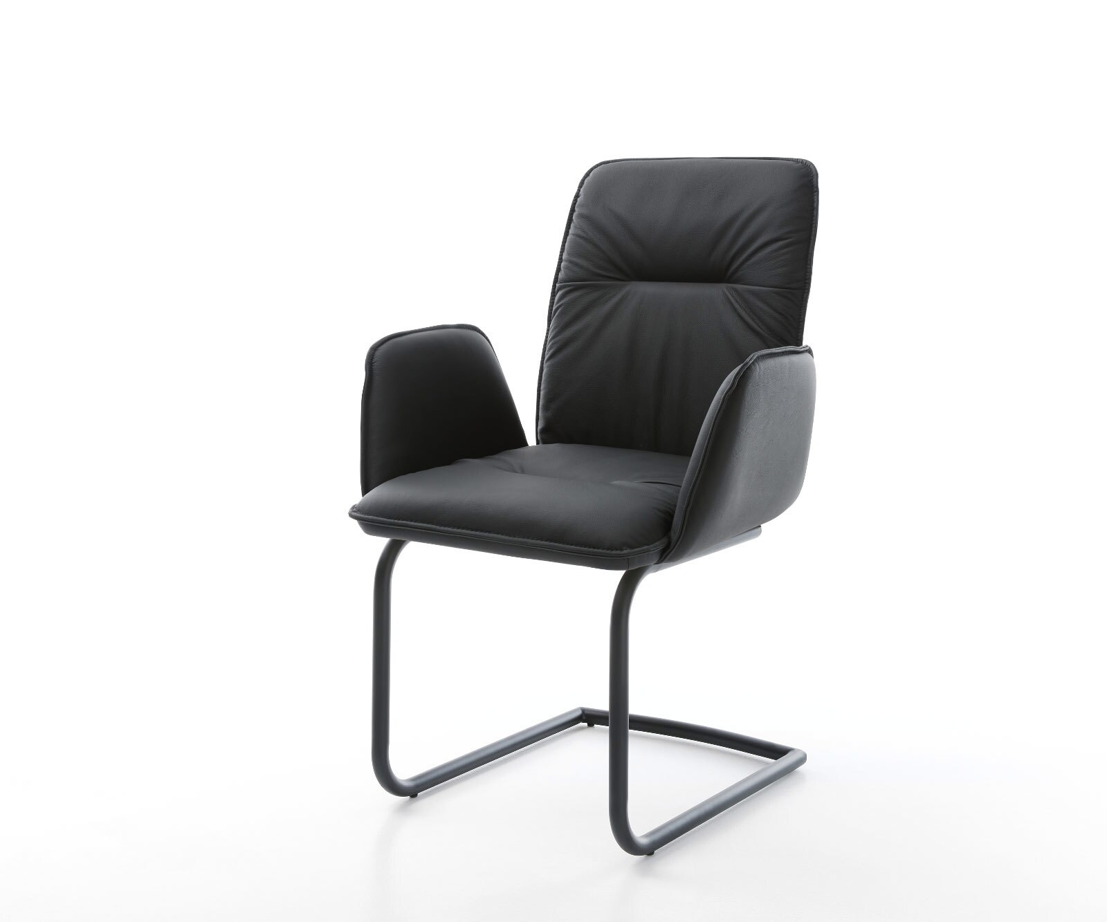 Cantilever Vinja-Flex cuir de vache noir pied cantilever rond noir