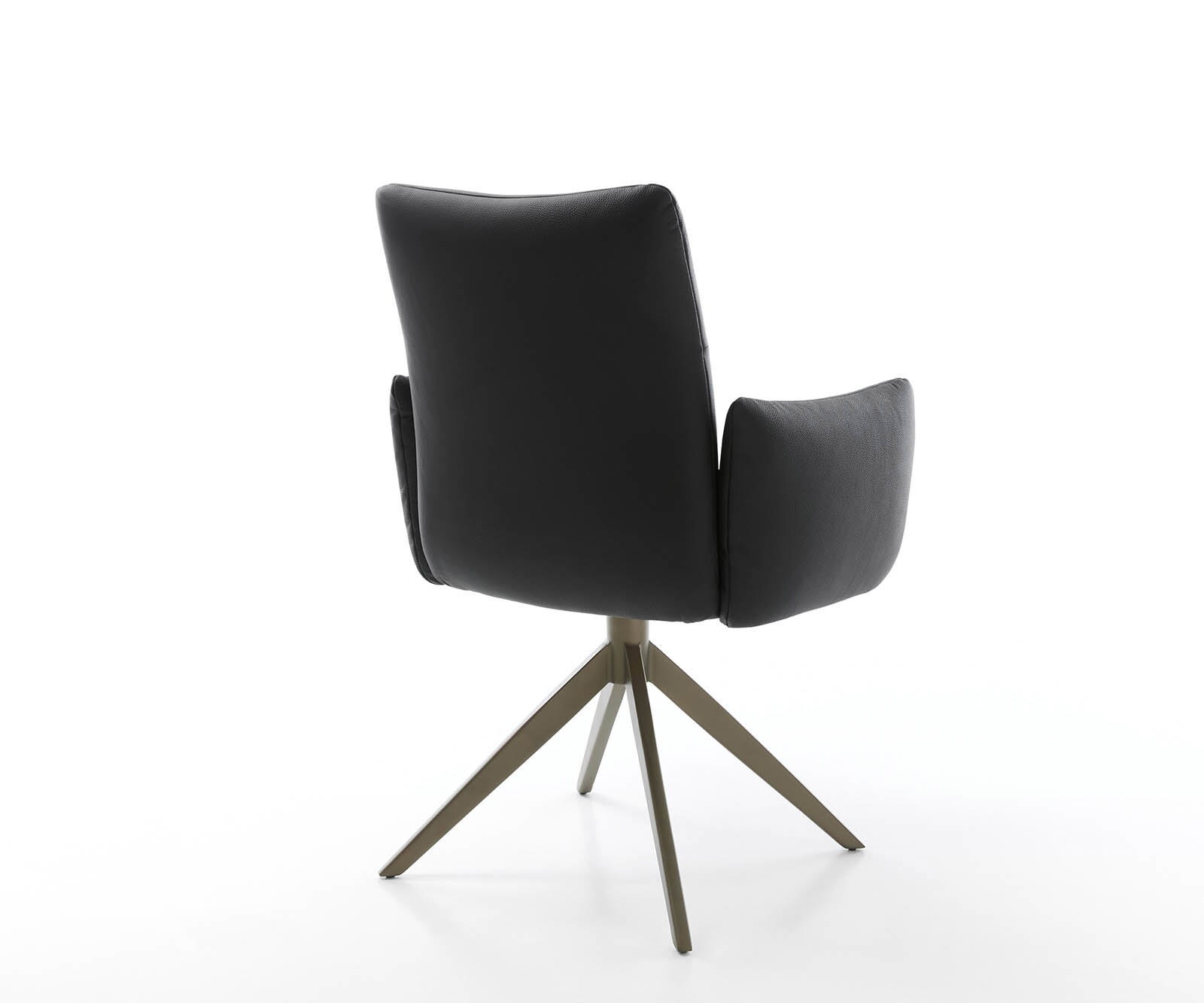 Chaise-pivotante Jova-Flex avec accoudoirs cuir de vache noir pied croisé large aspect titane pivotement sur 360° ressorts ensachés 4 Chaise-pivotante Jova-Flex avec accoudoirs cuir de vache noir pied croisé large aspect titane pivotement sur 360° ressorts ensachés 4