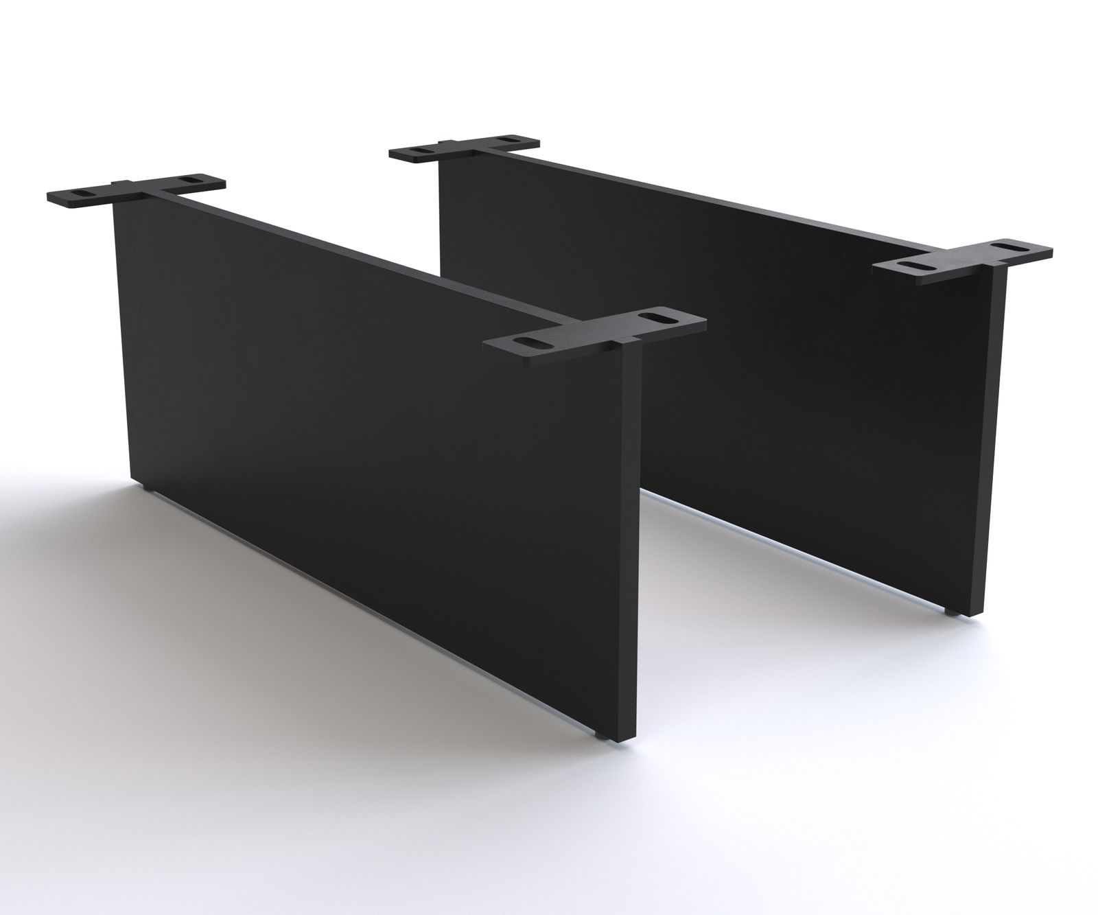 Pied aspect flottant métal noir 20 cm pour meubles à caisson de profondeur 60cm (lot de 2)