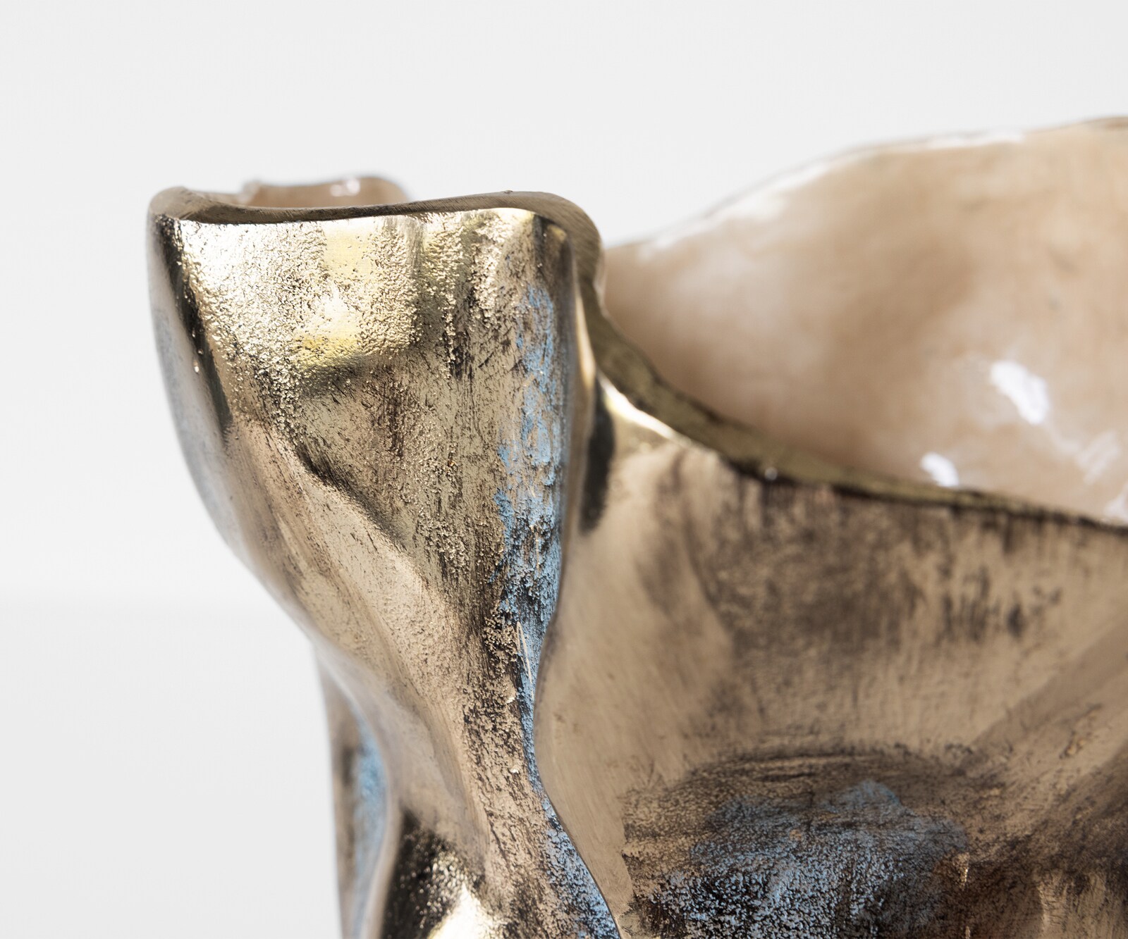 Vase Mimoro l28 x P24 x H38 cm Aluminium Laguna Antica Fait main 2