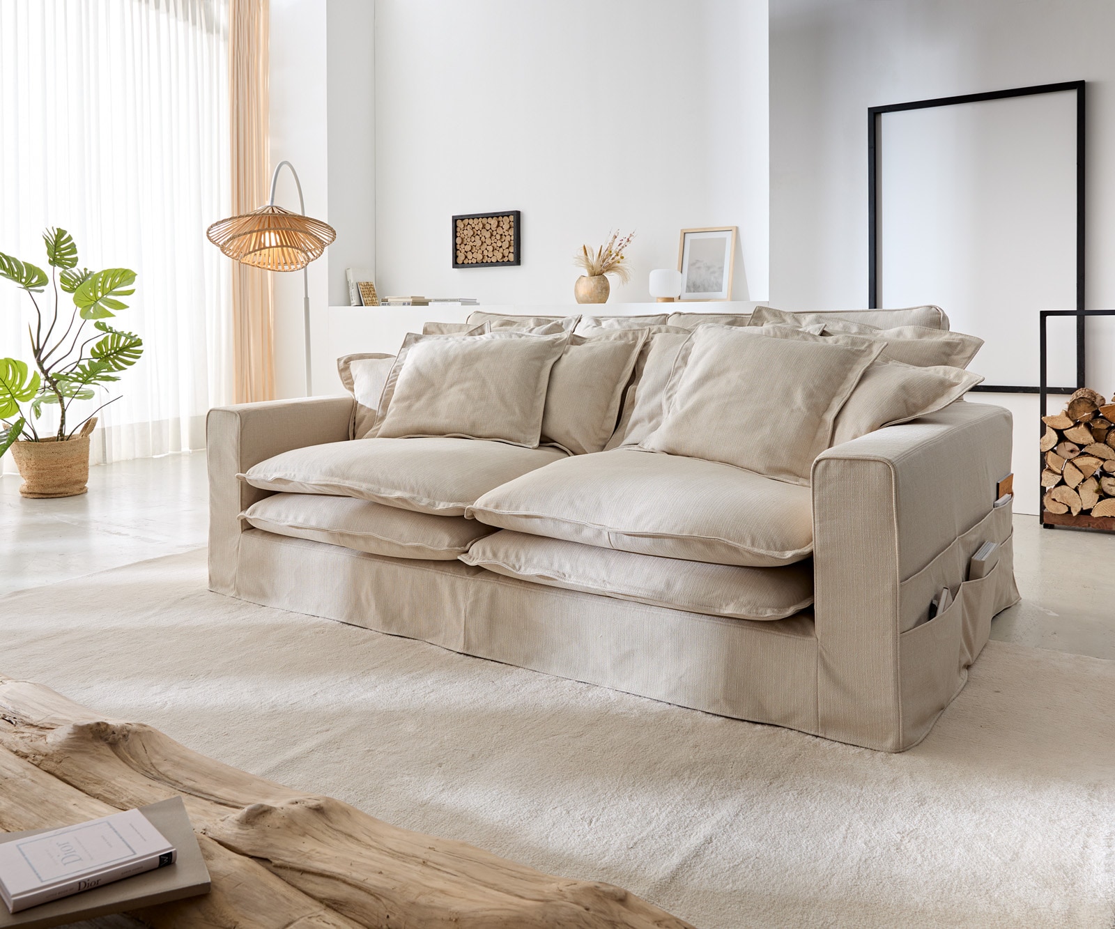 Canapé Noelia 240x145 cm couleur ivoire avec coussin canapé avec housse 6 Canapé Noelia 240x145 cm couleur ivoire avec coussin canapé avec housse 6