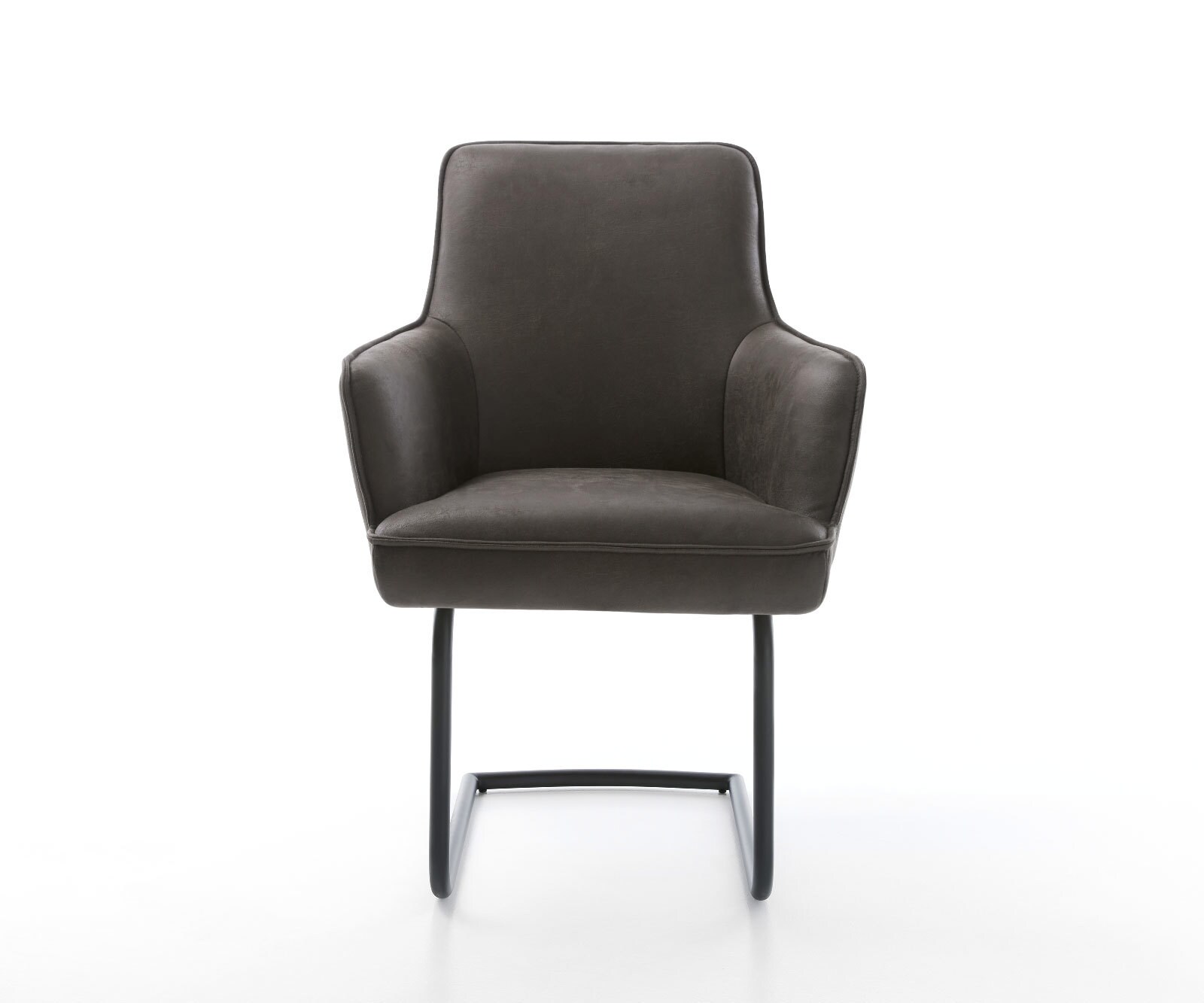 Cantilever Heira-Flex avec accoudoirs microvelours anthracite vintage pied cantilever rond noir ressorts ensachés 2