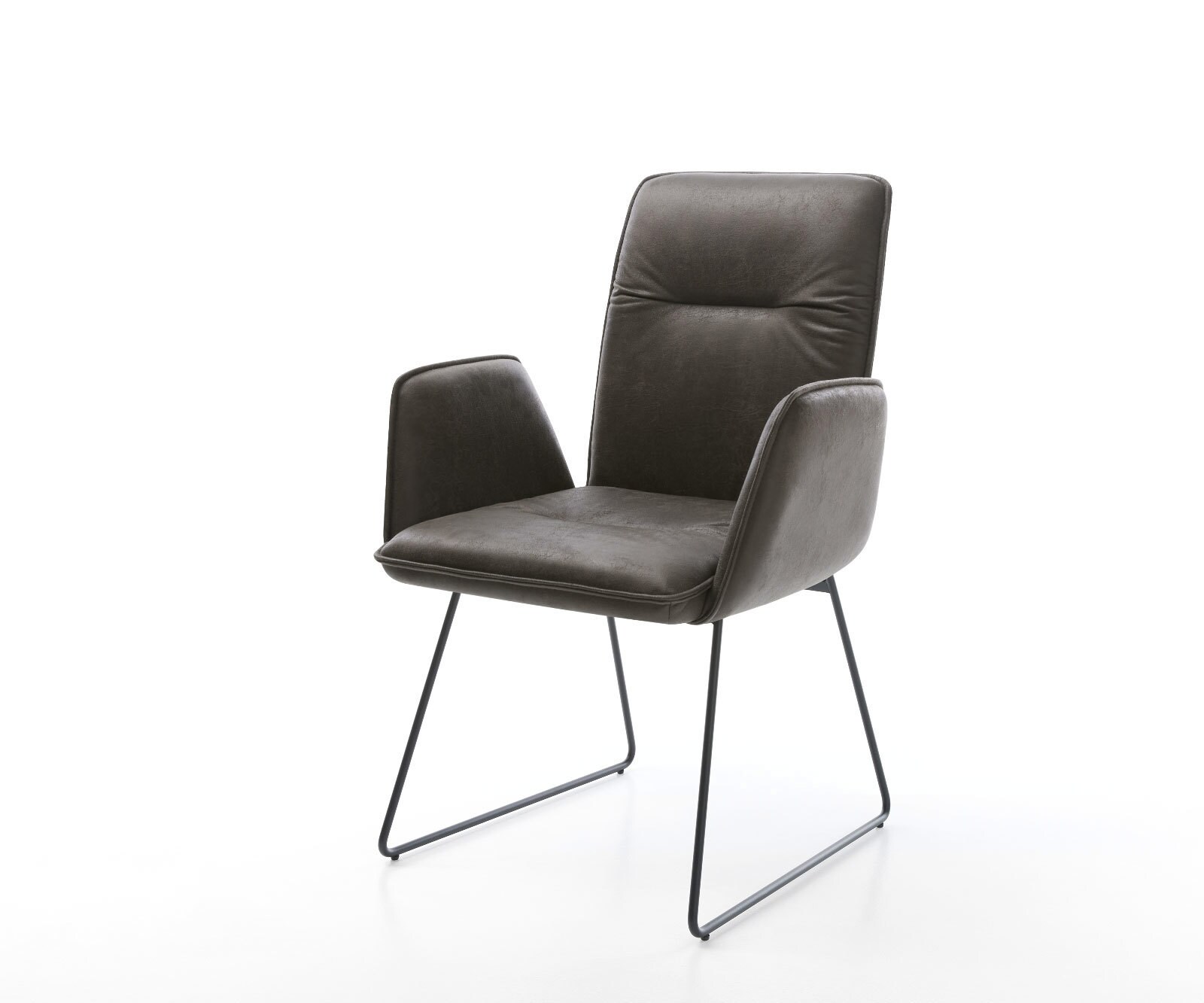 Chaise-de-salle-à-manger Vinja-Flex microvelours anthracite vintage pied trapèze noir