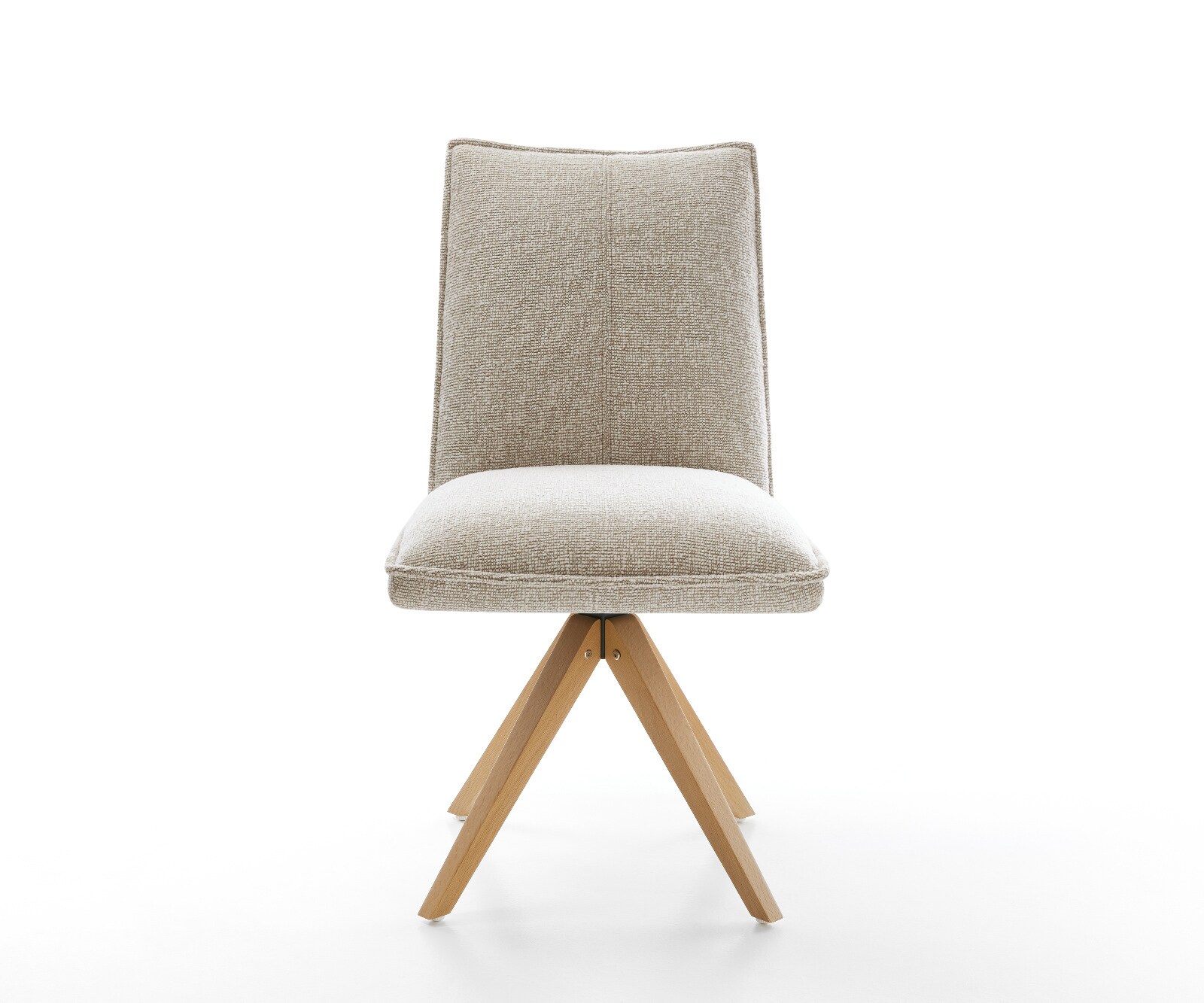 Chaise-pivotante Lelio-Flex tissu tissé doux beige pied en bois angulaire naturel pivotement sur 180° resorts ensachés 1