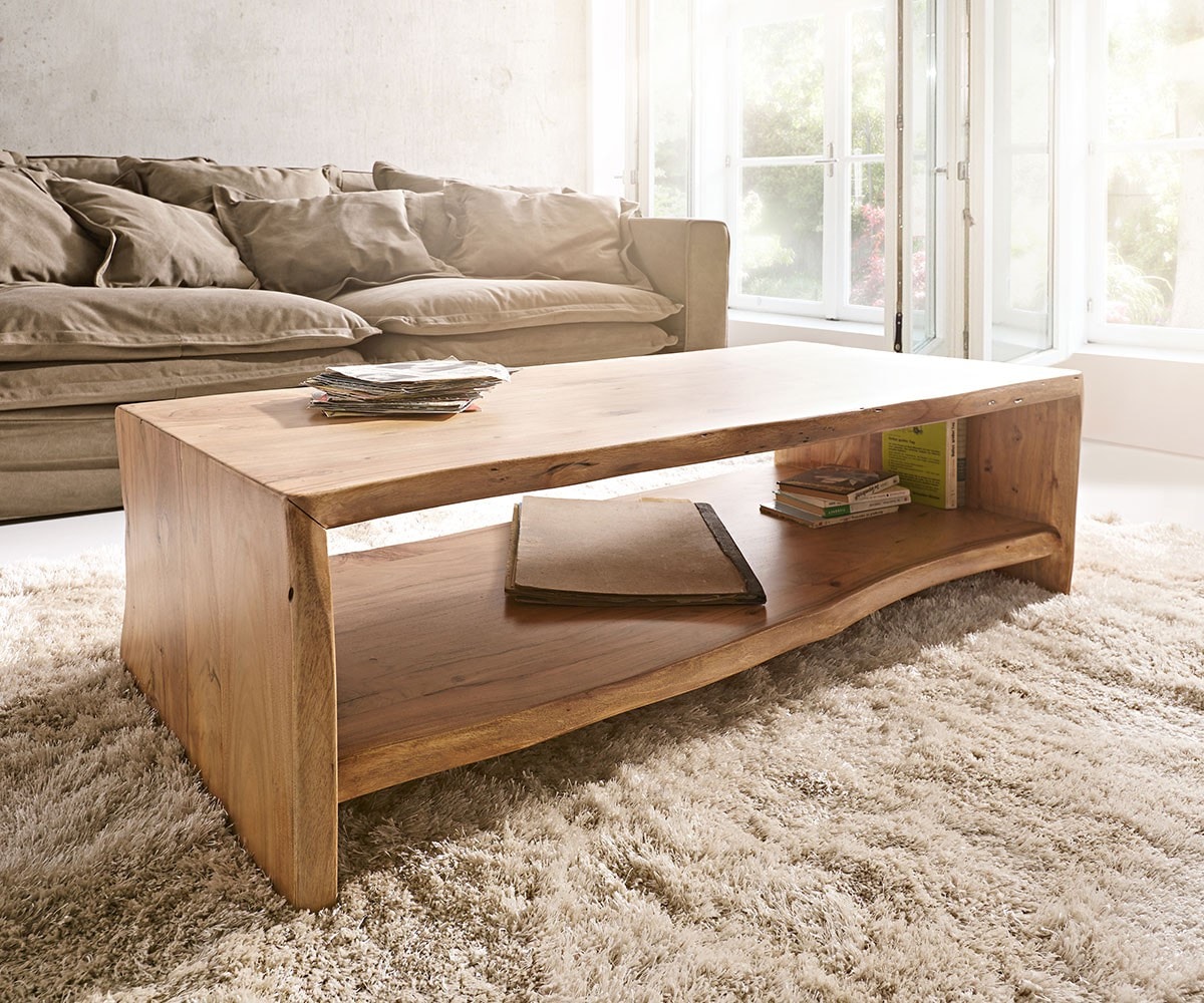Table-basse Live-Edge 130x60 cm acacia tronc d'arbre naturel Table-basse Live-Edge 130x60 cm acacia tronc d'arbre naturel