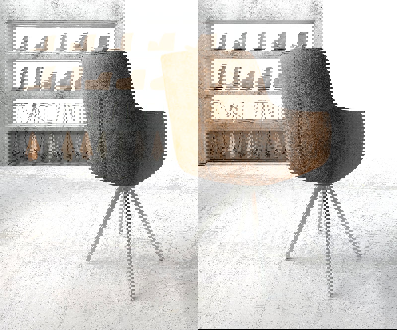 Chaise-pivotante Pejo-Flex brun antique cadre croisé angulaire acier inoxydable pivote sur 180° 3 Chaise-pivotante Pejo-Flex brun antique cadre croisé angulaire acier inoxydable pivote sur 180° 3