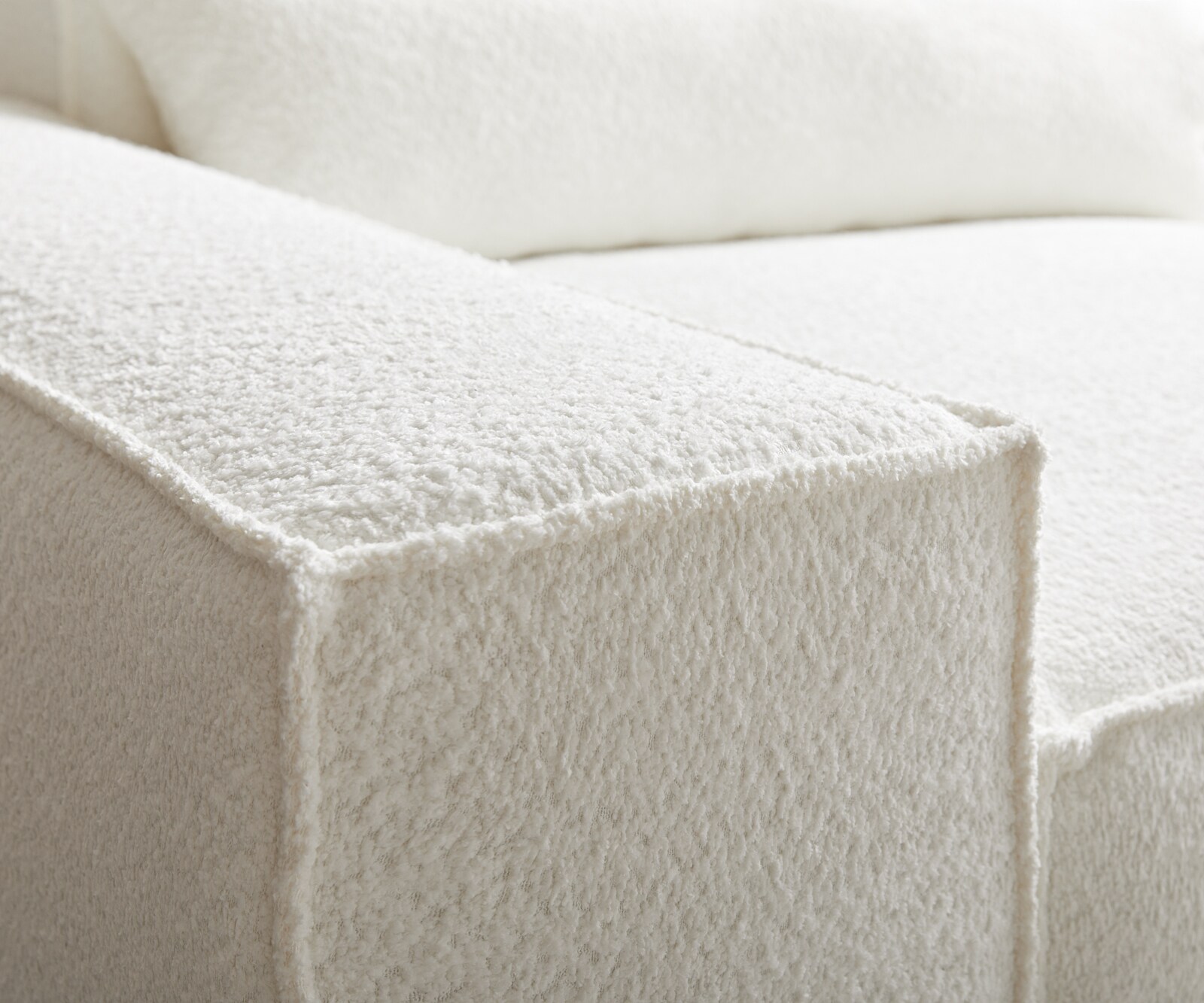 Canapé d'angle Sirpio XL 270x170 cm Bouclee Crème-blanc Recamiere variable avec Tabouret 3