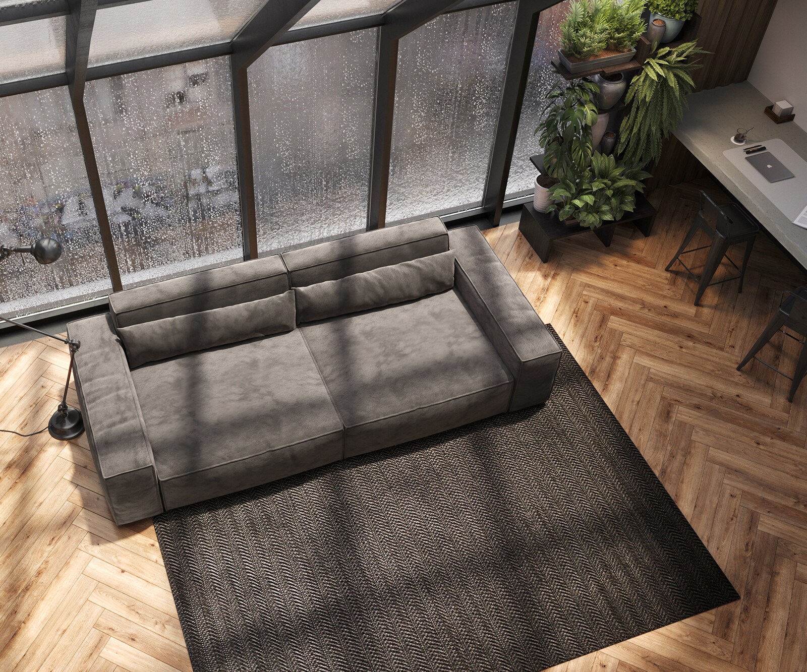 Grand Canapé Sirpio XL 270x130 cm Microfibre Marron Kaki 4