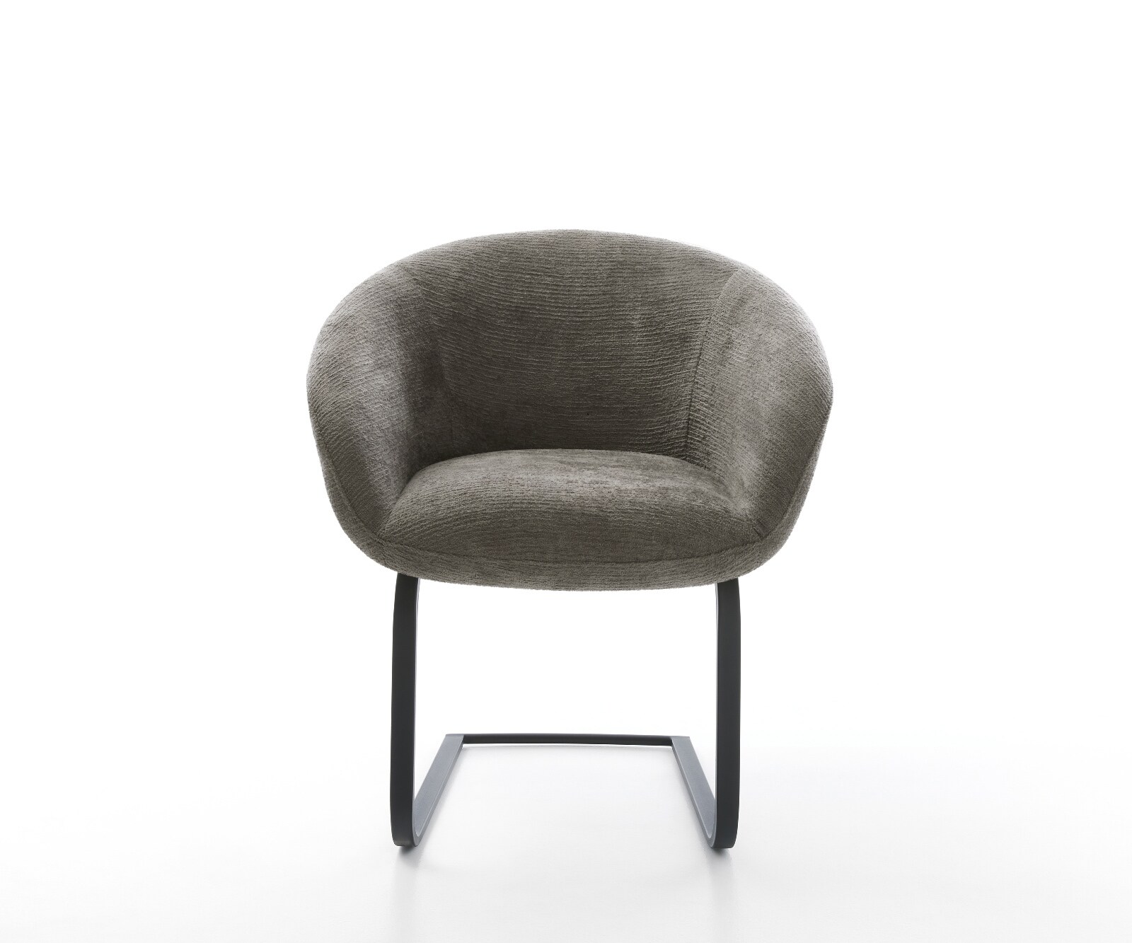 Cantilever Vinka-Flex avec accoudoirs bouclé doux couleur boue pied cantilever plat noir resorts ensachés 2