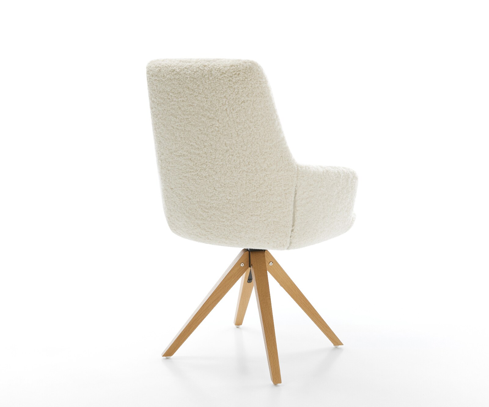 Chaise-pivotante Zelia-Flex avec accoudoirs tissu teddy beige pied en bois angulaire naturel pivotement sur 180° resorts ensachés 4