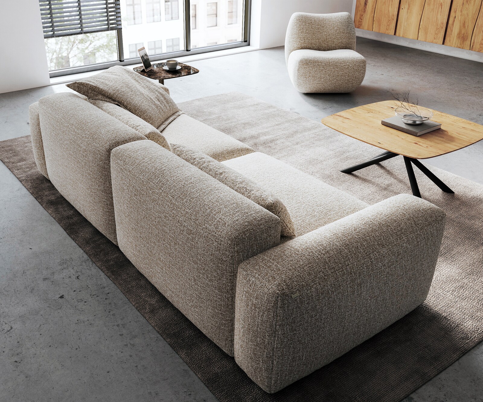 Grand canapé Freestyle Pure 280x110 cm Tissu tissé beige doux 3