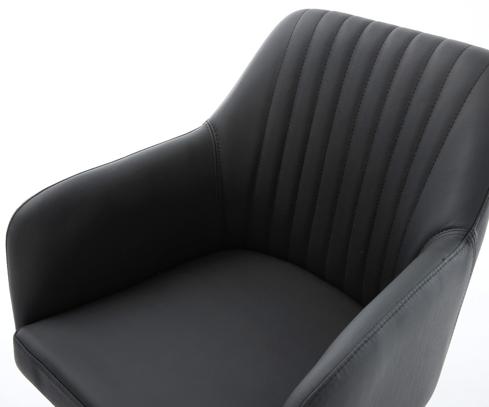 Chaise-pivotante Greg-Flex cuir de vache noir pied croisé large acier inoxydable brossé pivotement sur 360° fonction bascule ressorts ensachés 4