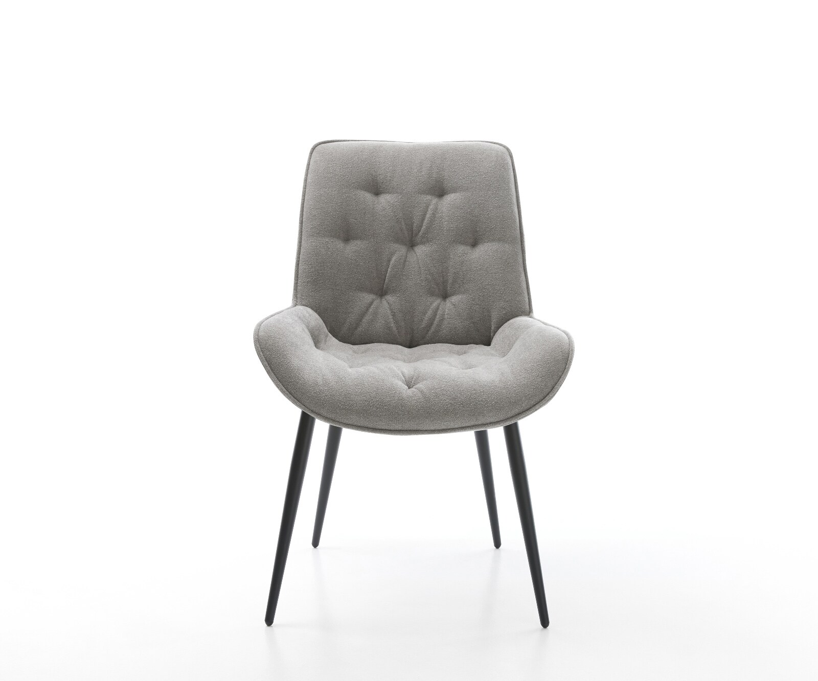 Chaise-de-salle-à-manger Taimi-Flex tissu structuré doux gris 4 pieds coniques noir 2