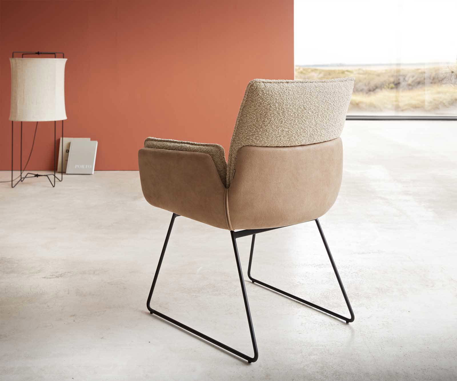 Chaise-de-salle-à-manger Nela-Flex tissu mixte couleur boue pied trapèze noir 4 Chaise-de-salle-à-manger Nela-Flex tissu mixte couleur boue pied trapèze noir 4