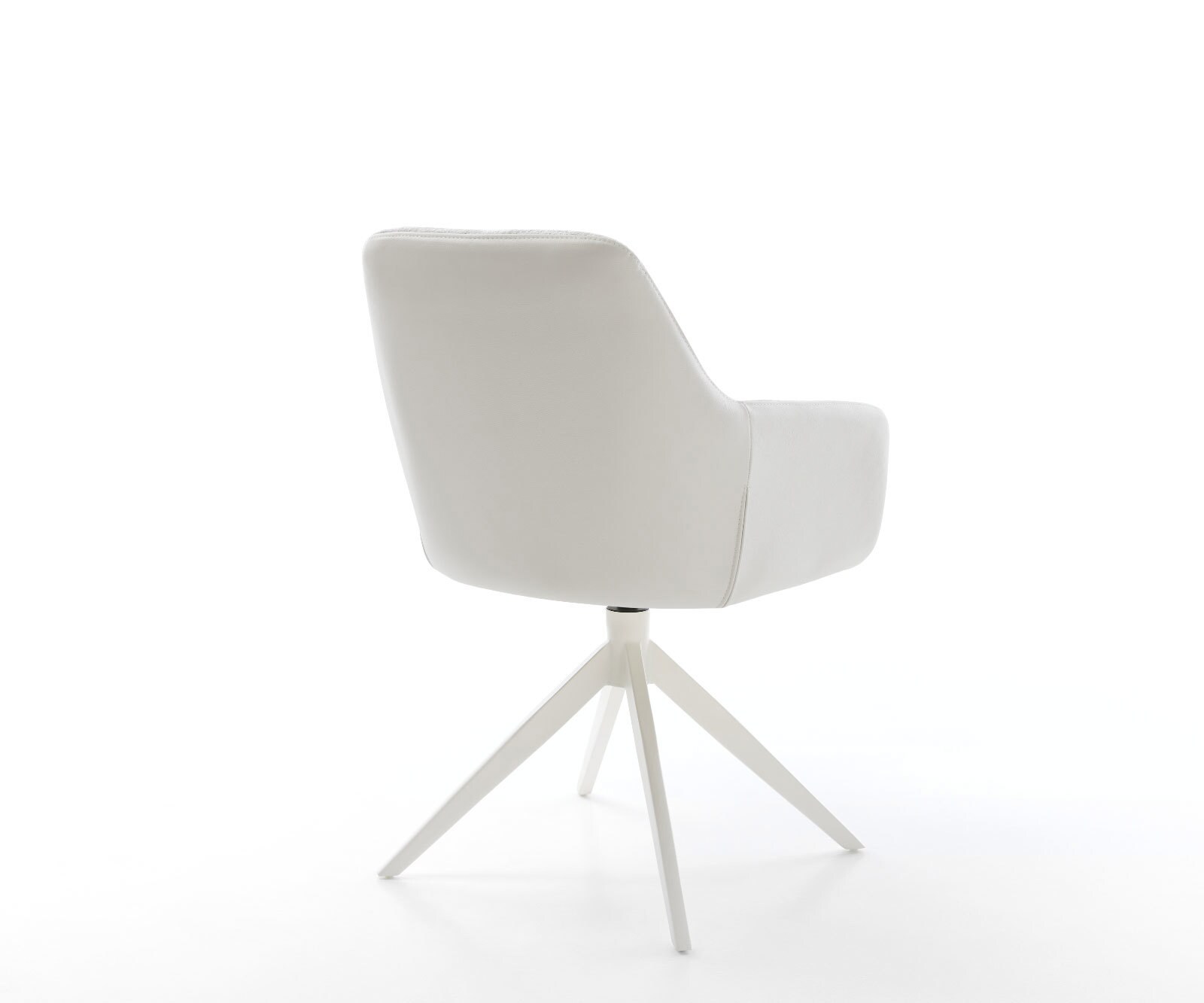 Chaise-pivotante Pejo-Flex tissu mixte cuir de vache blanc-gris argenté pied croisé large blanc pivotement sur 360° fonction bascule ressorts ensachés 5