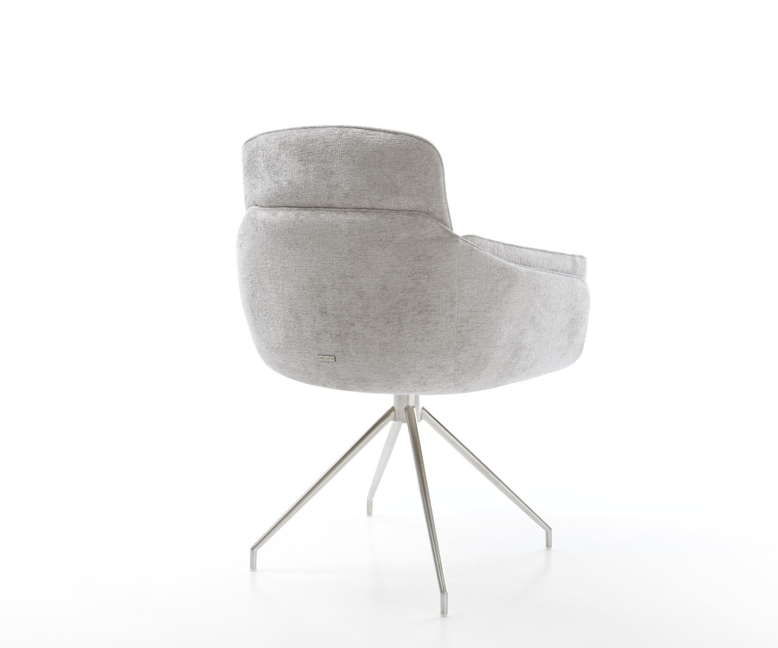 Chaise-pivotante Luan-Flex avec accoudoirs chenille gris argenté pied croisé conique acier inoxydable brossé pivotement sur 180° 4 Chaise-pivotante Luan-Flex avec accoudoirs chenille gris argenté pied croisé conique acier inoxydable brossé pivotement sur 180° 4