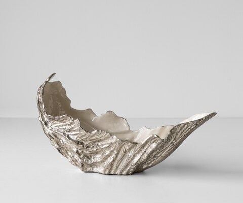 Coupe décorative Maris l52 x P15 x H28 cm Aluminium Platin Opal Faite main