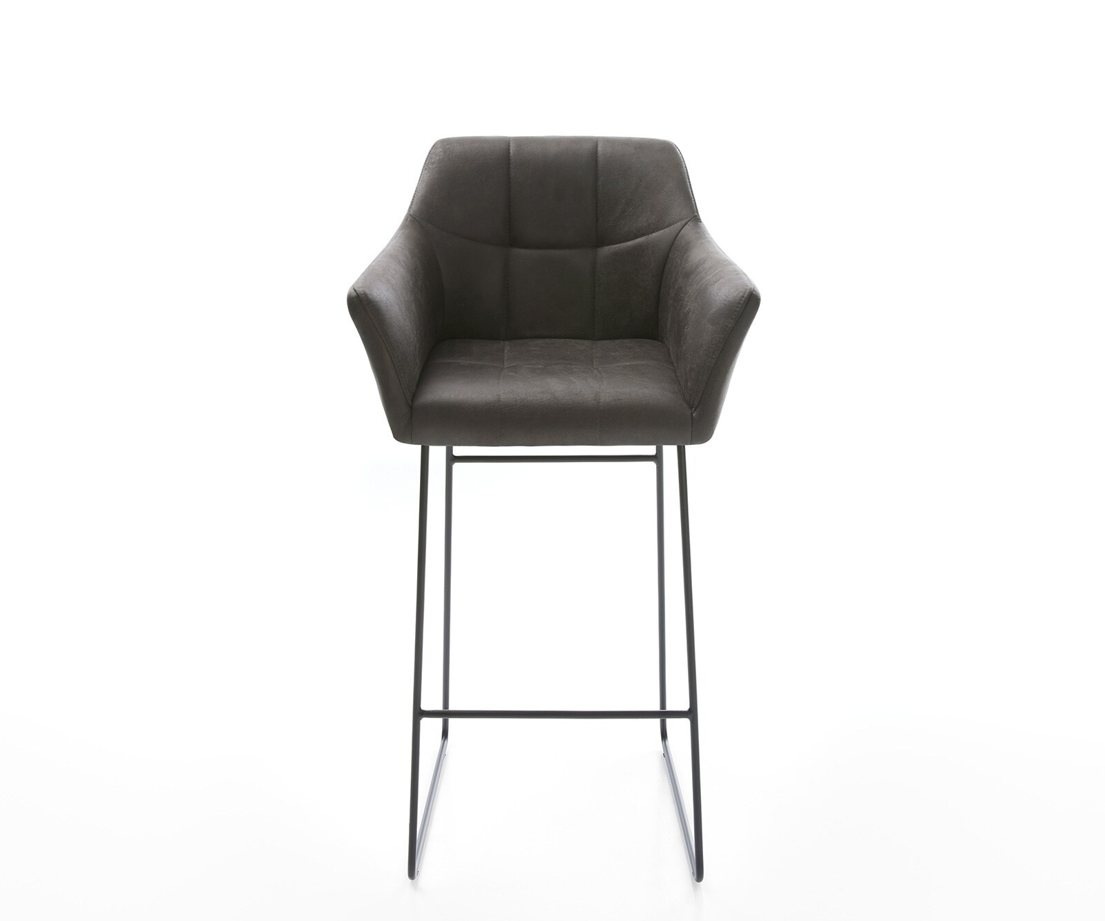 Chaise-de-bar Yulo-Flex vintage anthracite cadre patin métal 1