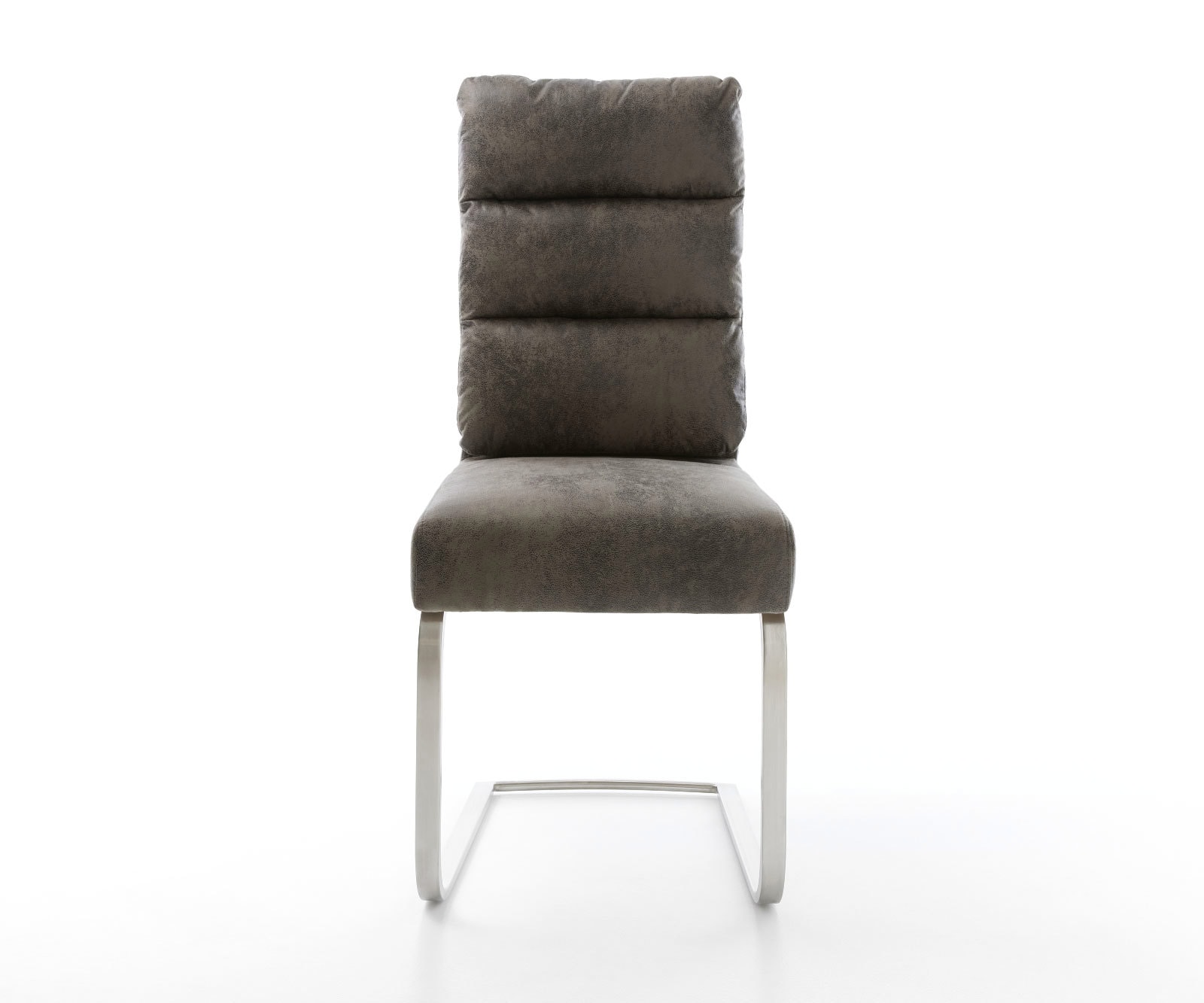 Cantilever Pela-Flex microvelours gris antique pied cantilever plat acier inoxydable brossé ressorts ensachés 2