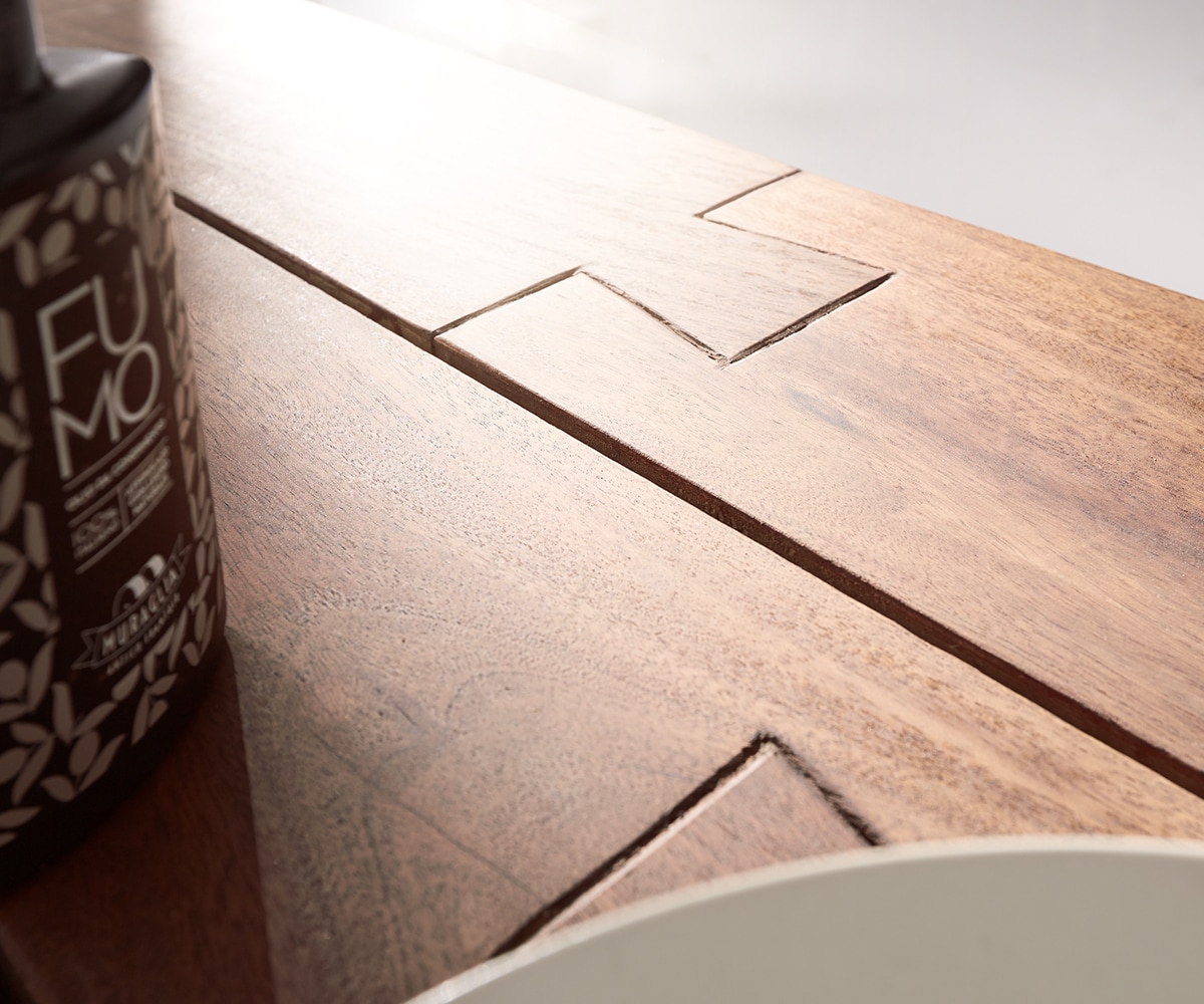 Table-bar Blokk 165x60cm acacia marron avec cadre en métal  1 Table-bar Blokk 165x60cm acacia marron avec cadre en métal  1