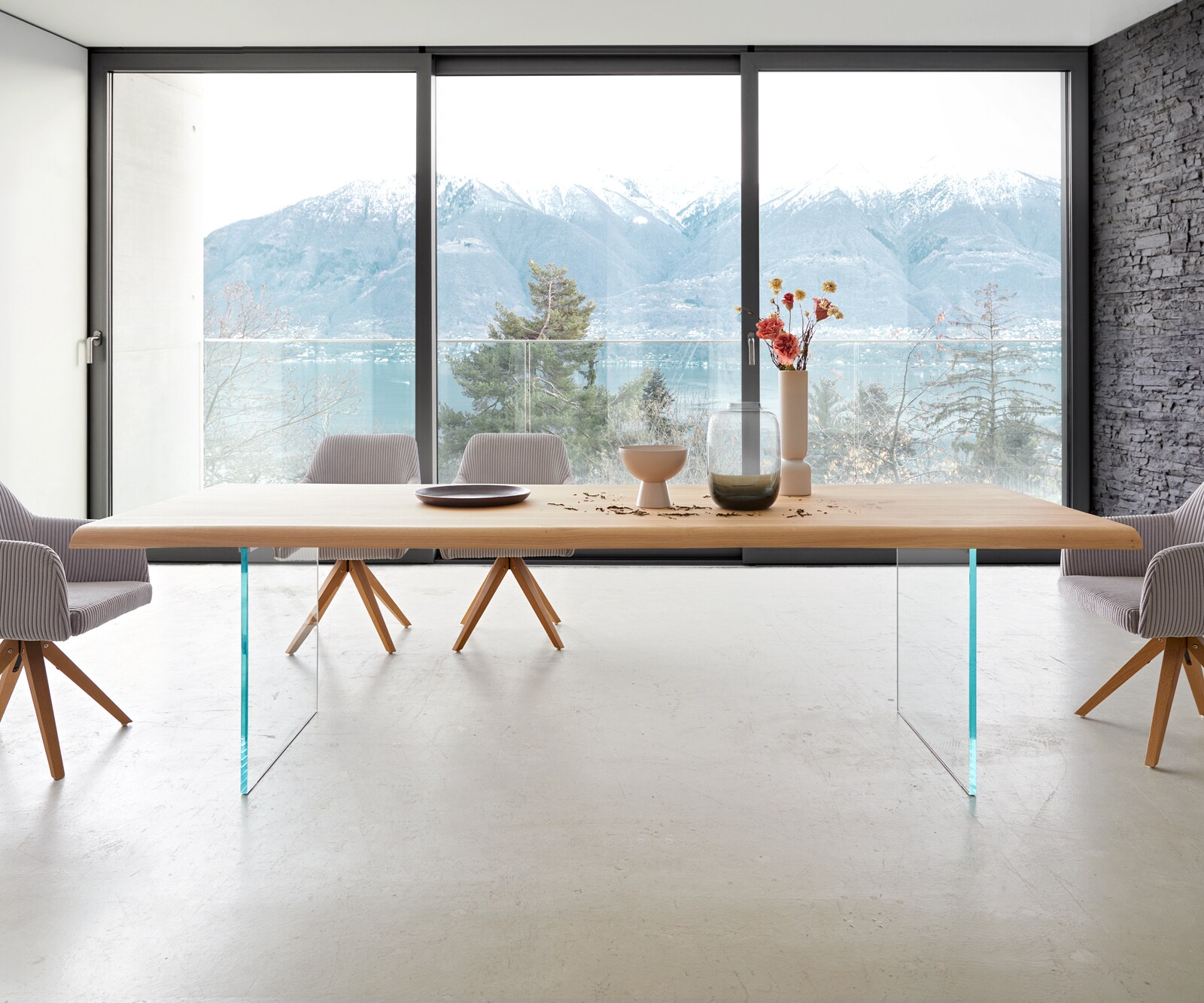 Table à manger Edge 260x100 chêne nature verre Live-Edge 1