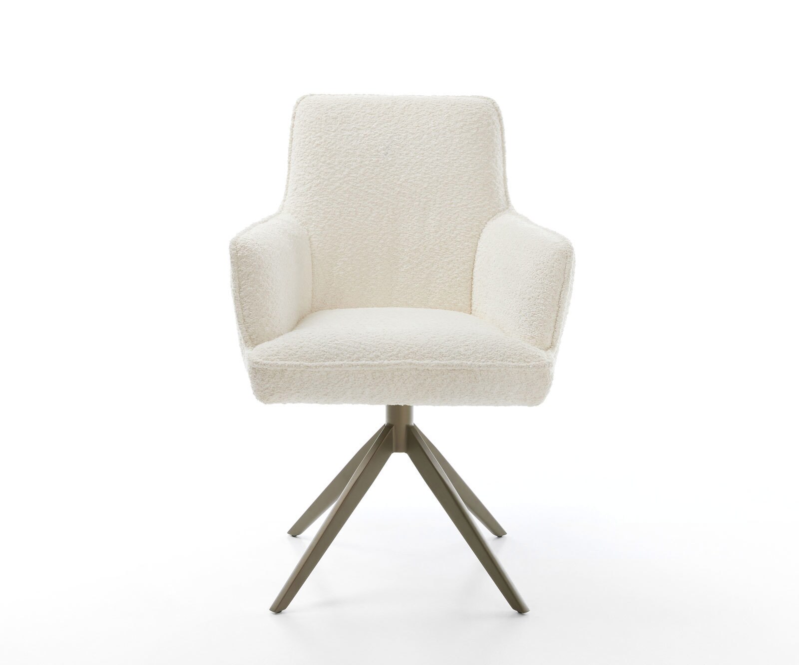 Chaise-pivotante Heira-Flex bouclé blanc pied croisé large aspect titane pivotement sur 360° fonction bascule ressorts ensachés 1