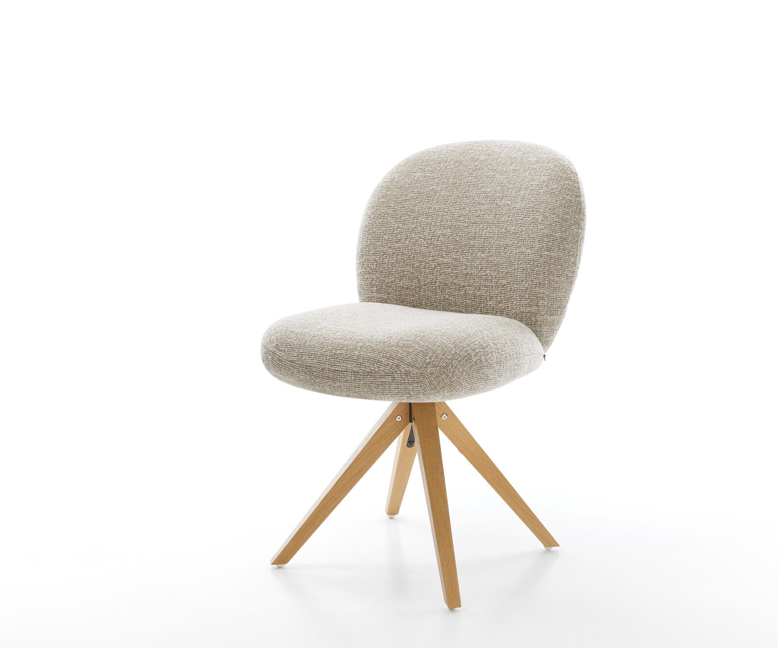 Chaise-pivotante Nube-Flex tissu tissé doux beige pied en bois angulaire naturel pivotement sur 180° resorts ensachés 1