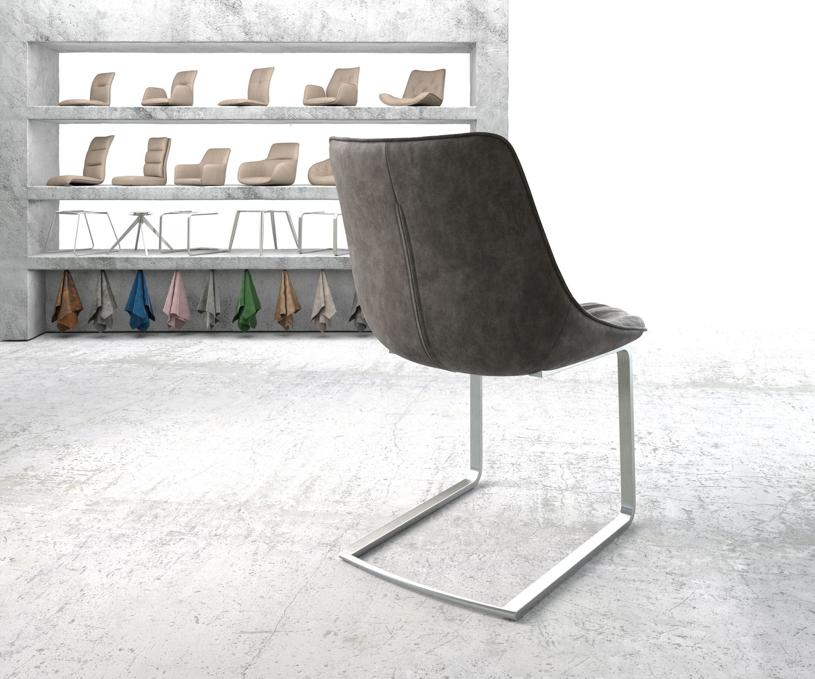 Cantilever Elda-Flex anthracite vintage cantilever plat acier inoxydable 3