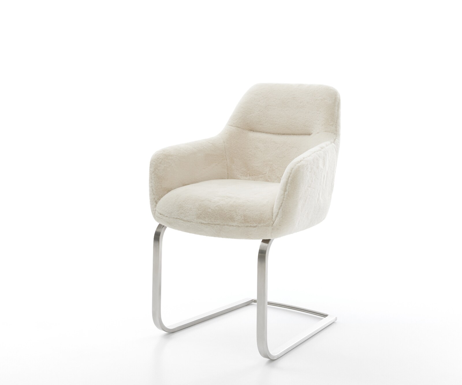 Cantilever Pejo-Flex peluche crème-blanc pied cantilever plat acier inoxydable resorts ensachés 1