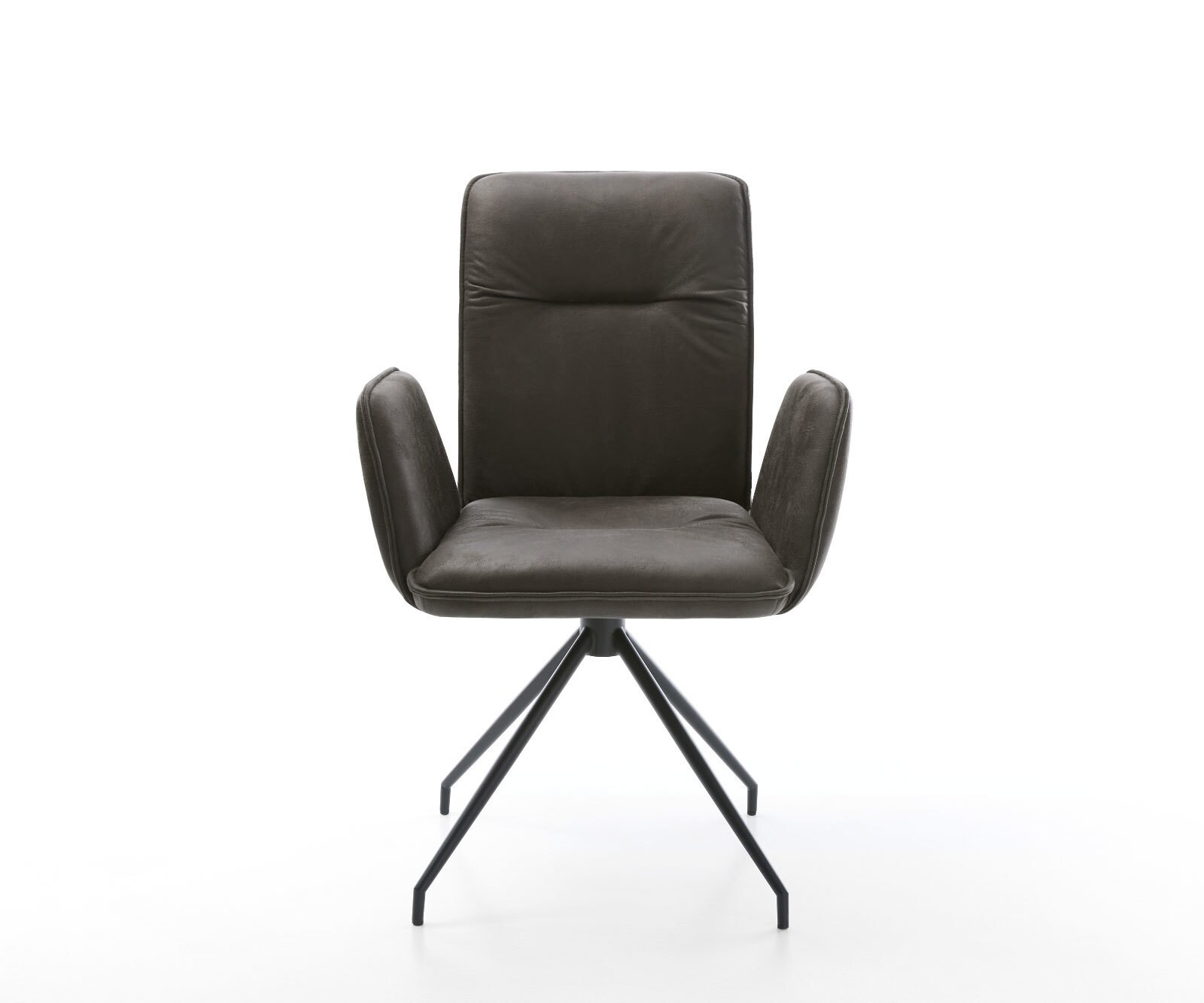 Chaise-de-salle-à-manger Vinja-Flex microvelours anthracite vintage pied croisé conique noir 1 Chaise-de-salle-à-manger Vinja-Flex microvelours anthracite vintage pied croisé conique noir 1