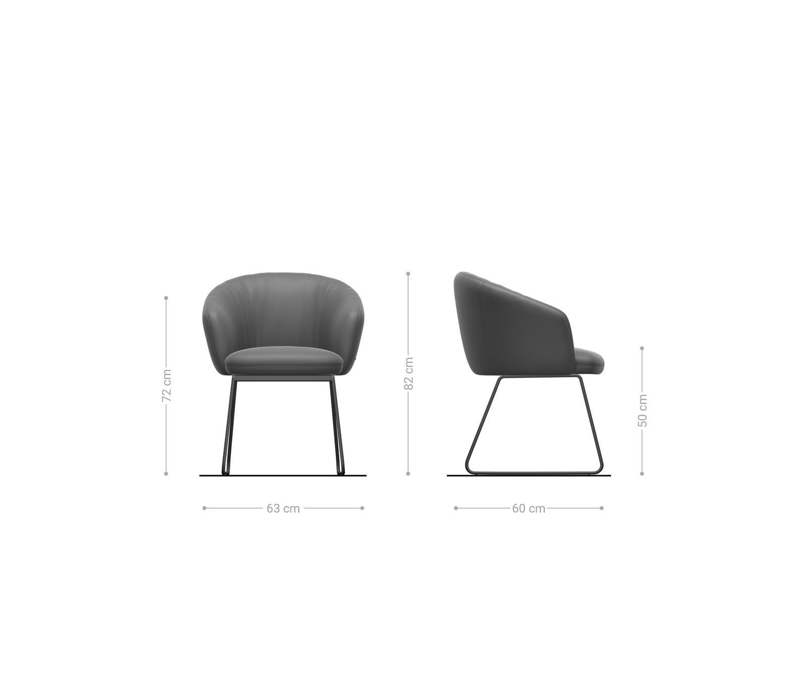 Chaise-de-salle-à-manger Caja-Flex avec accoudoirs bouclé gris argenté pied trapèze noir ressorts ensachés 6