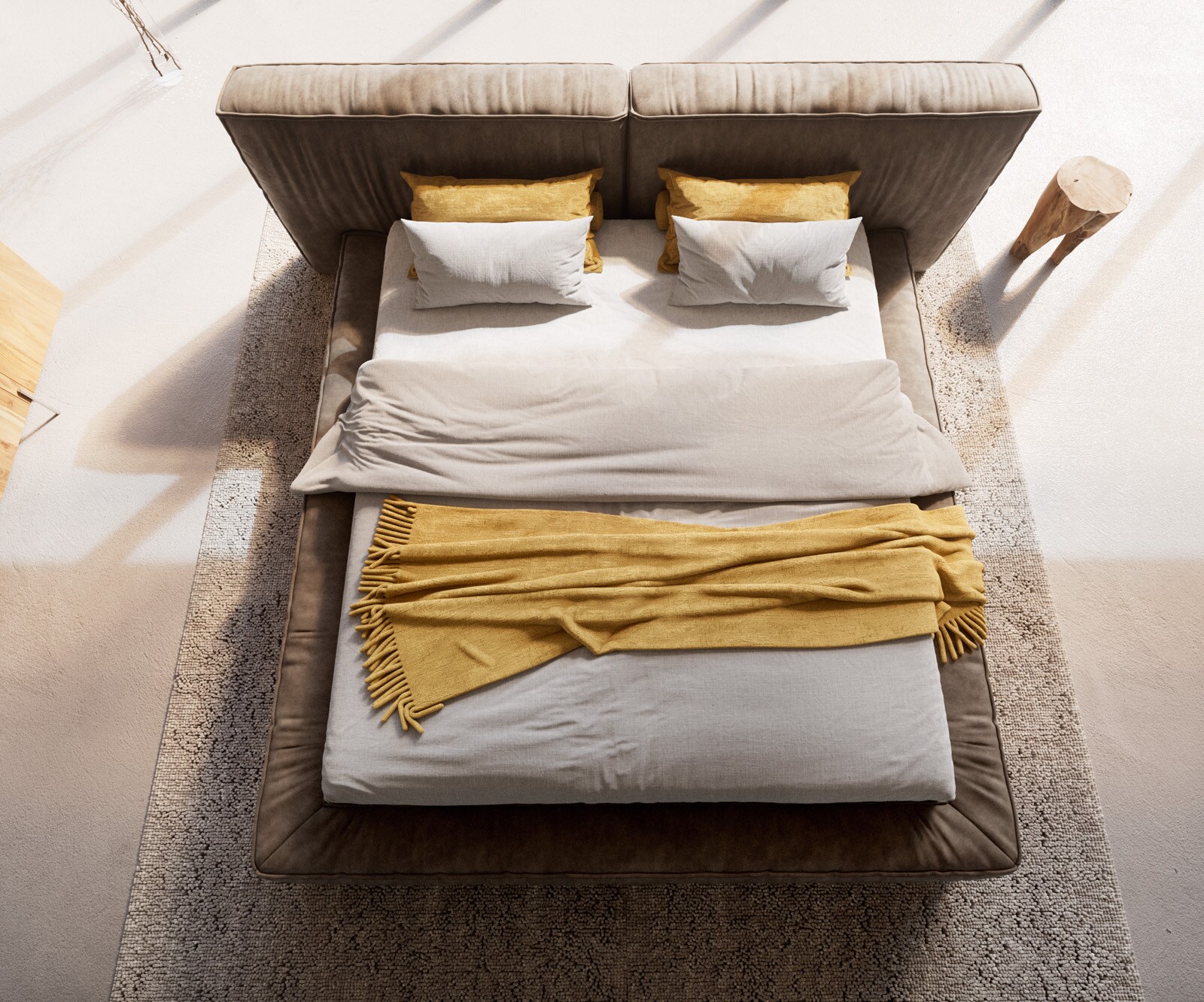 Sommier-rembourré Coperti 180x200 cm Microfibre Taupe Vintage 5
